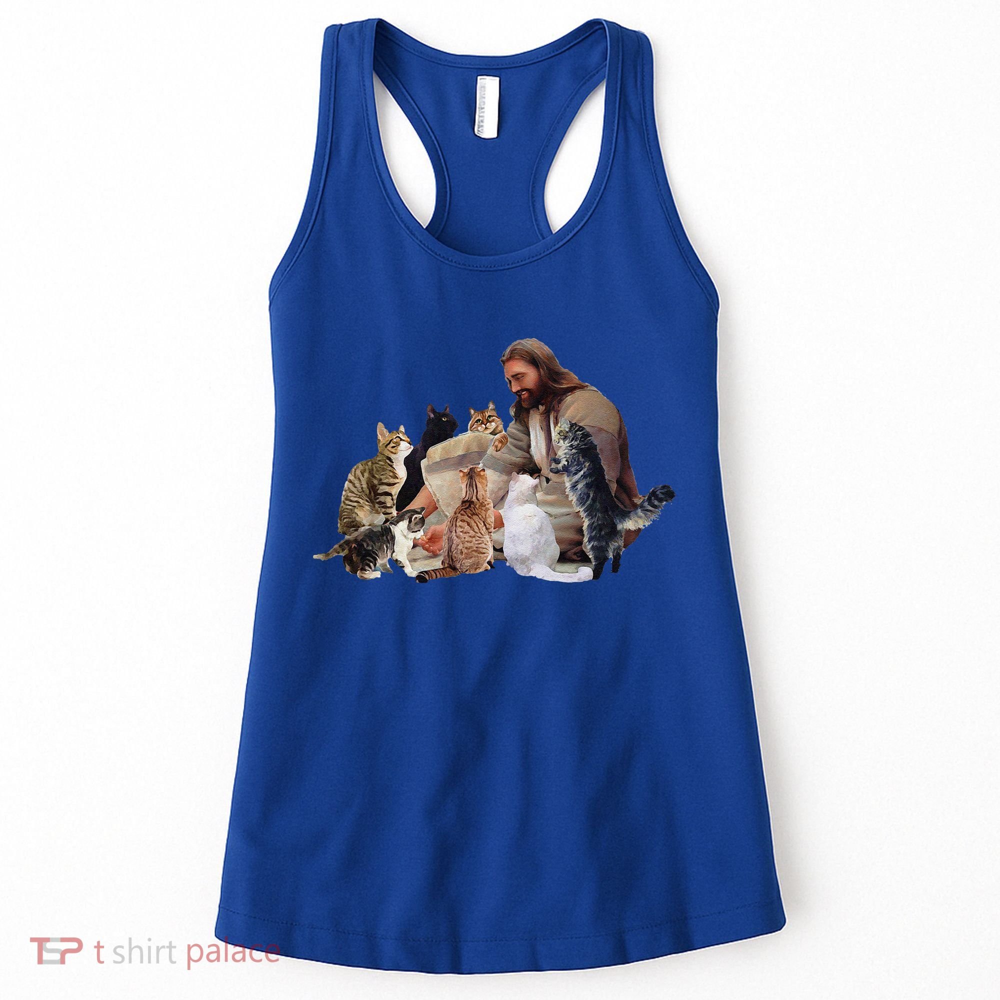 Jesus Hugs Cats Funny Cats Women's Tank Top