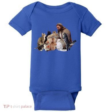 Jesus Hugs Cats Funny Cats Baby Bodysuit
