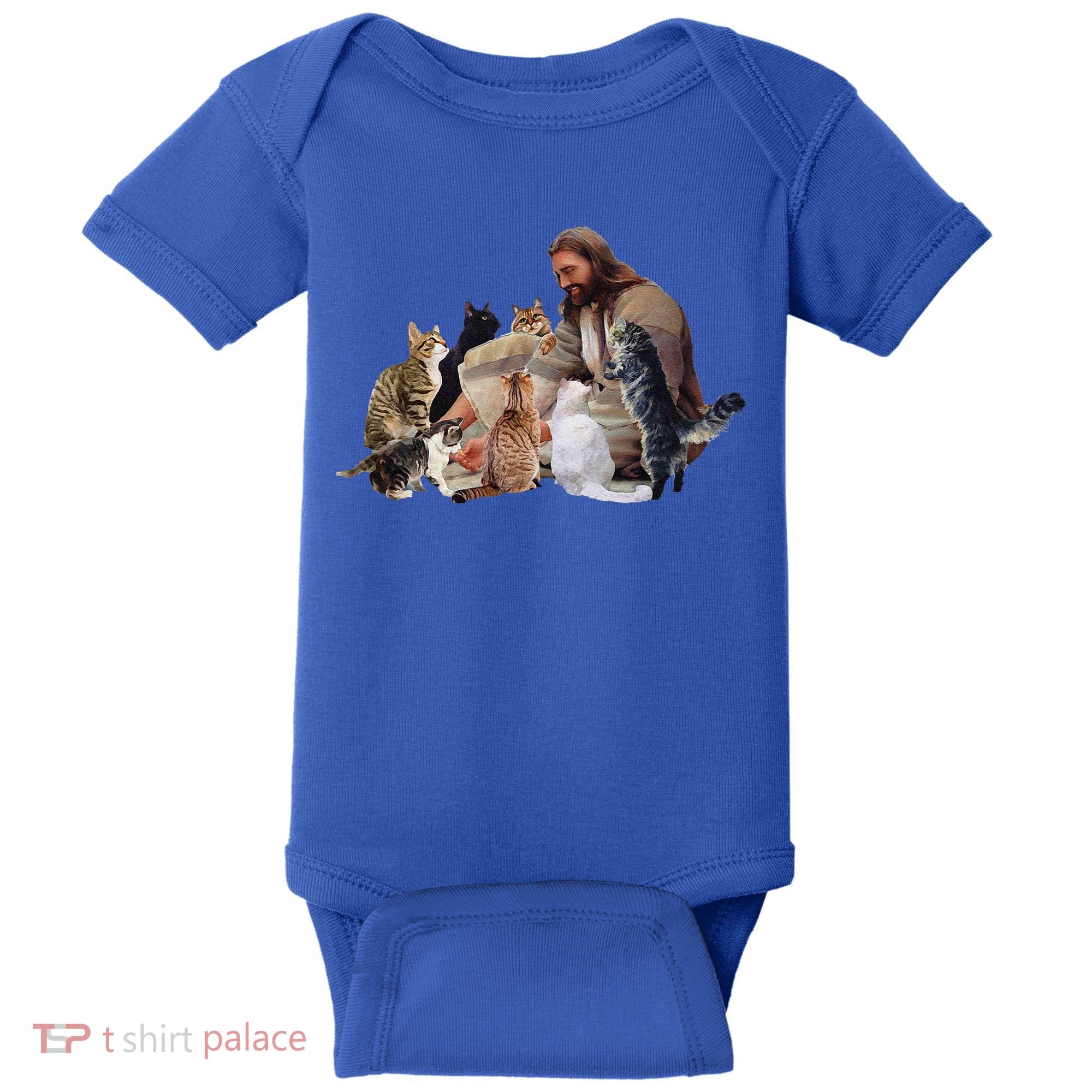 Jesus Hugs Cats Funny Cats Baby Bodysuit