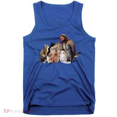 Jesus Hugs Cats Funny Cats Tank Top