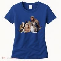 Jesus Hugs Cats Funny Cats Women's T-Shirt thumb 0