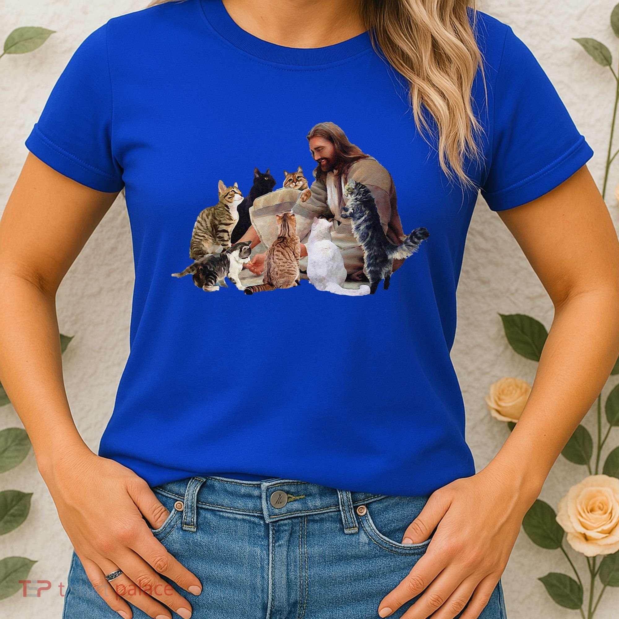 Jesus Hugs Cats Funny Cats Women's T-Shirt