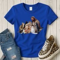 Jesus Hugs Cats Funny Cats Women's T-Shirt thumb 3