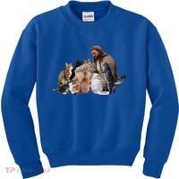 Jesus Hugs Cats Funny Cats Kids Sweatshirt thumb 0