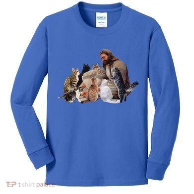 Jesus Hugs Cats Funny Cats Kids Long Sleeve Shirt
