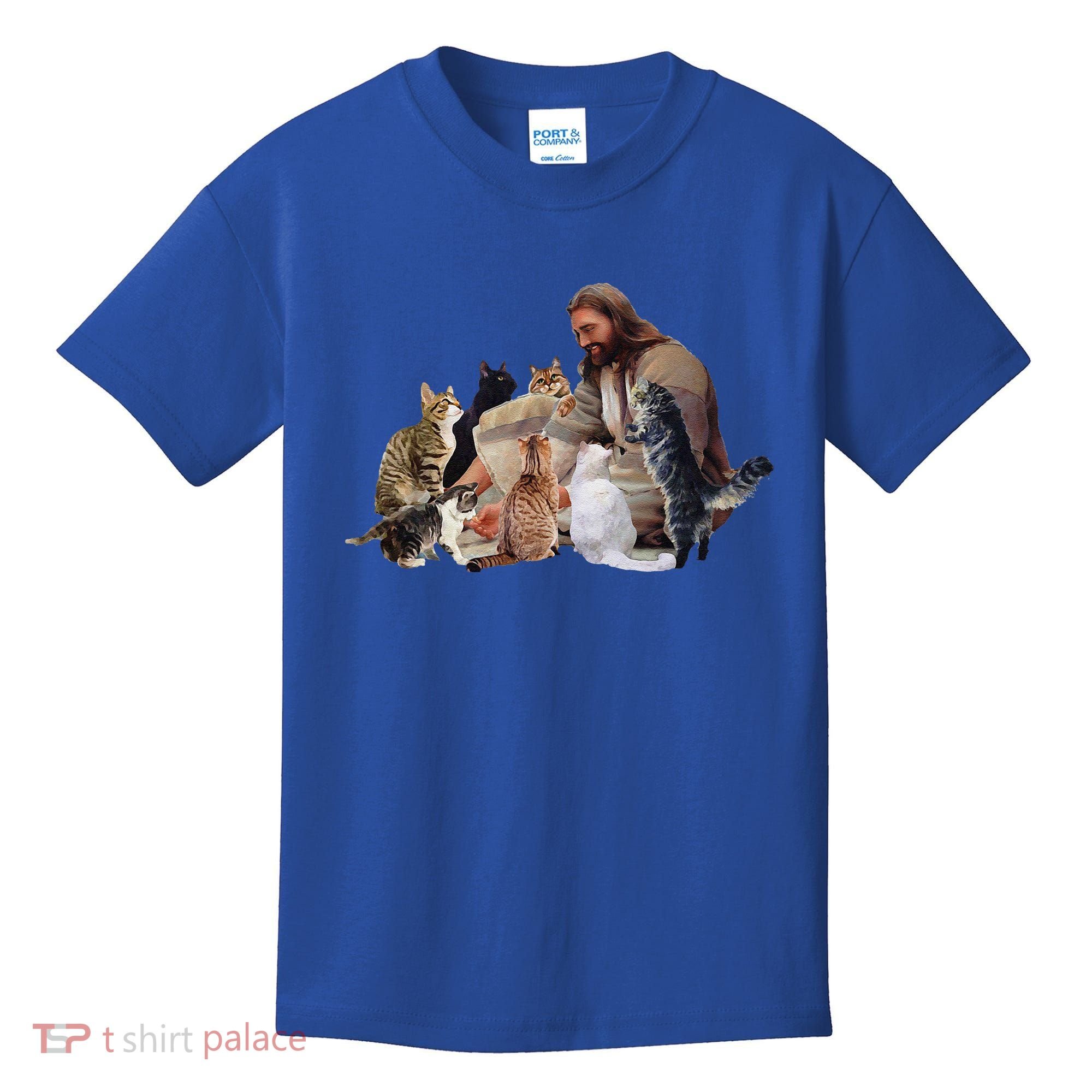 Jesus Hugs Cats Funny Cats Kids T-Shirt