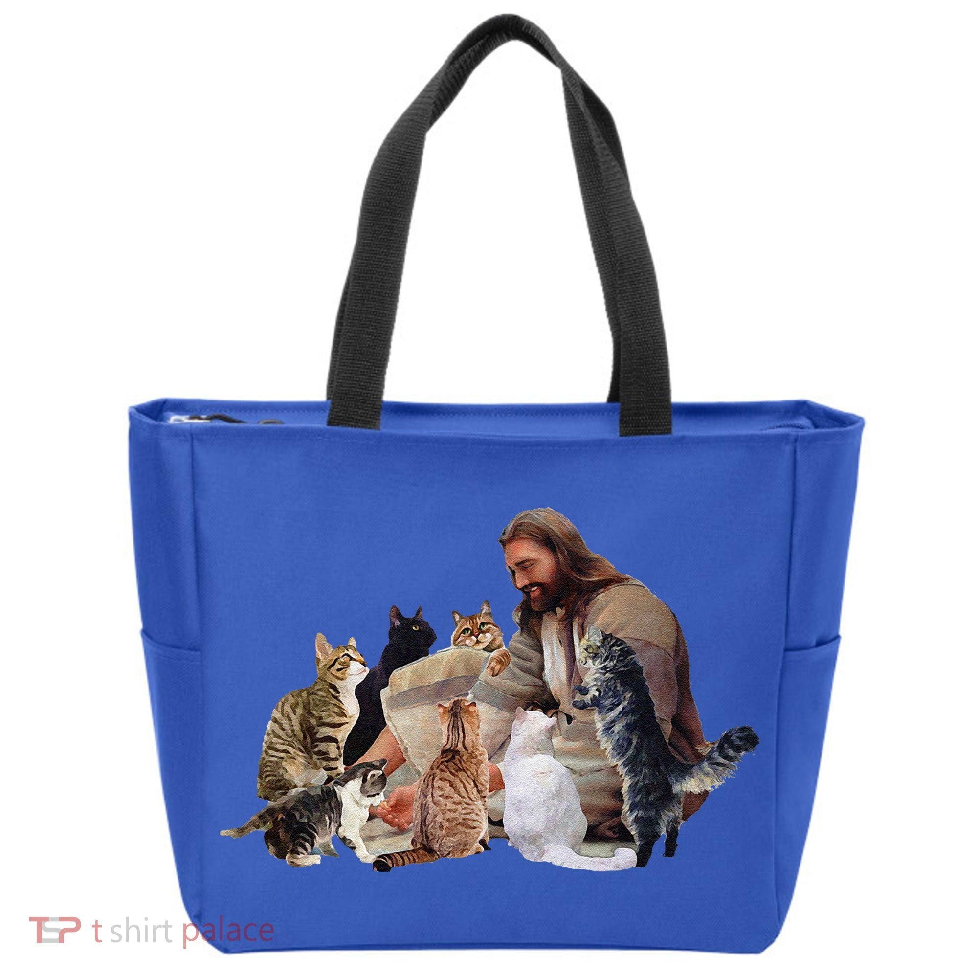 Jesus Hugs Cats Funny Cats Tote Bag