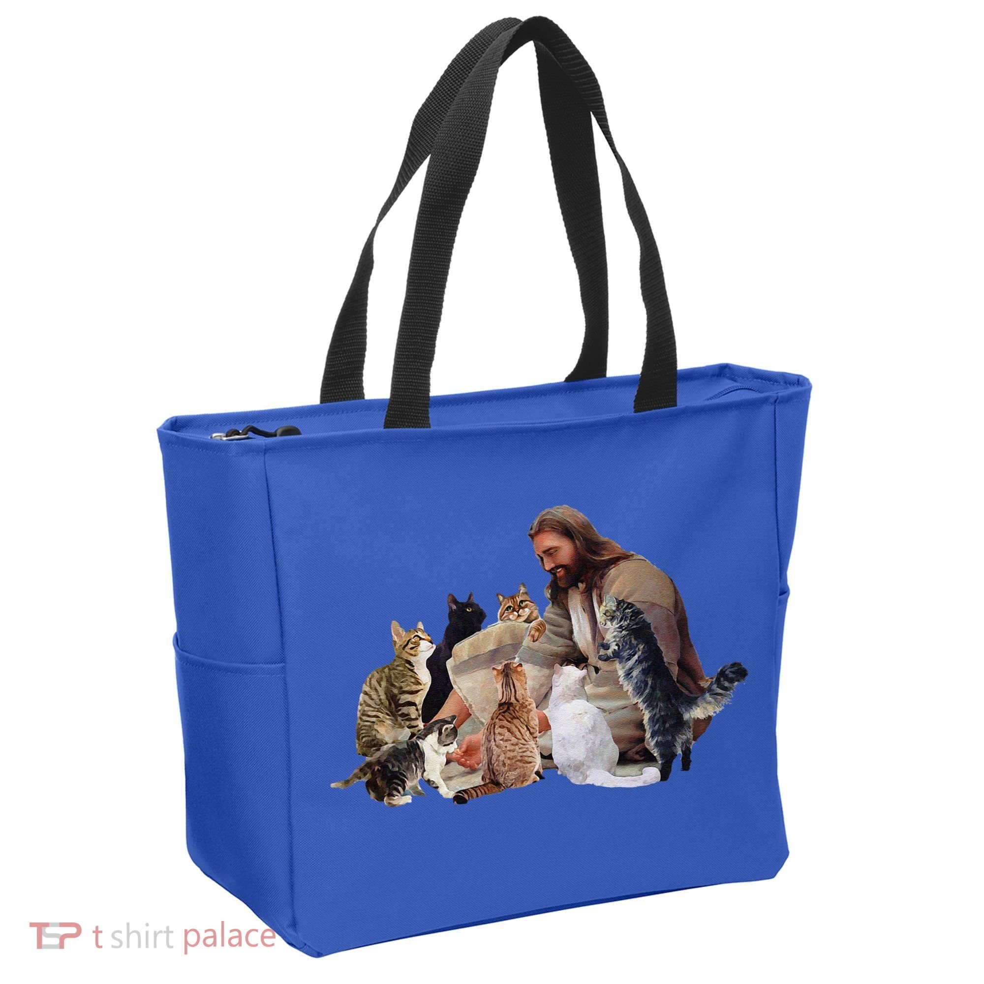 Jesus Hugs Cats Funny Cats Tote Bag