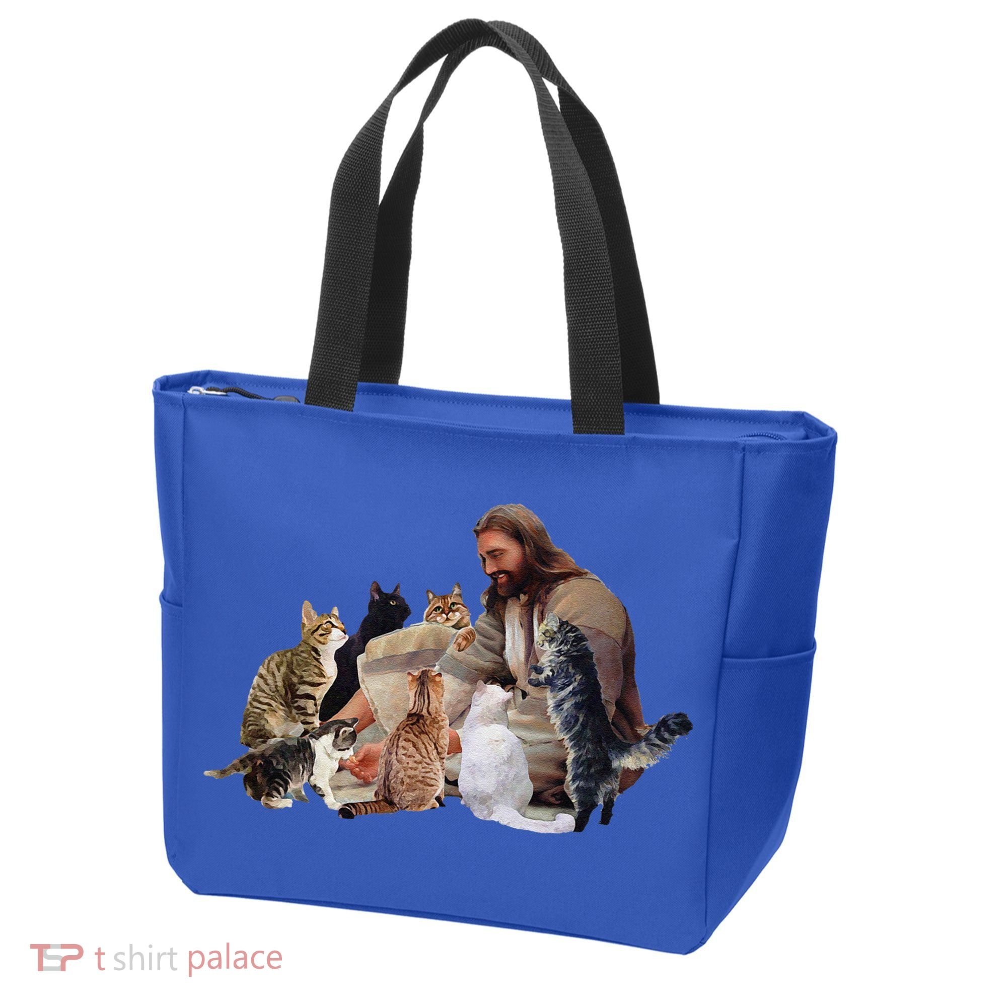 Jesus Hugs Cats Funny Cats Tote Bag