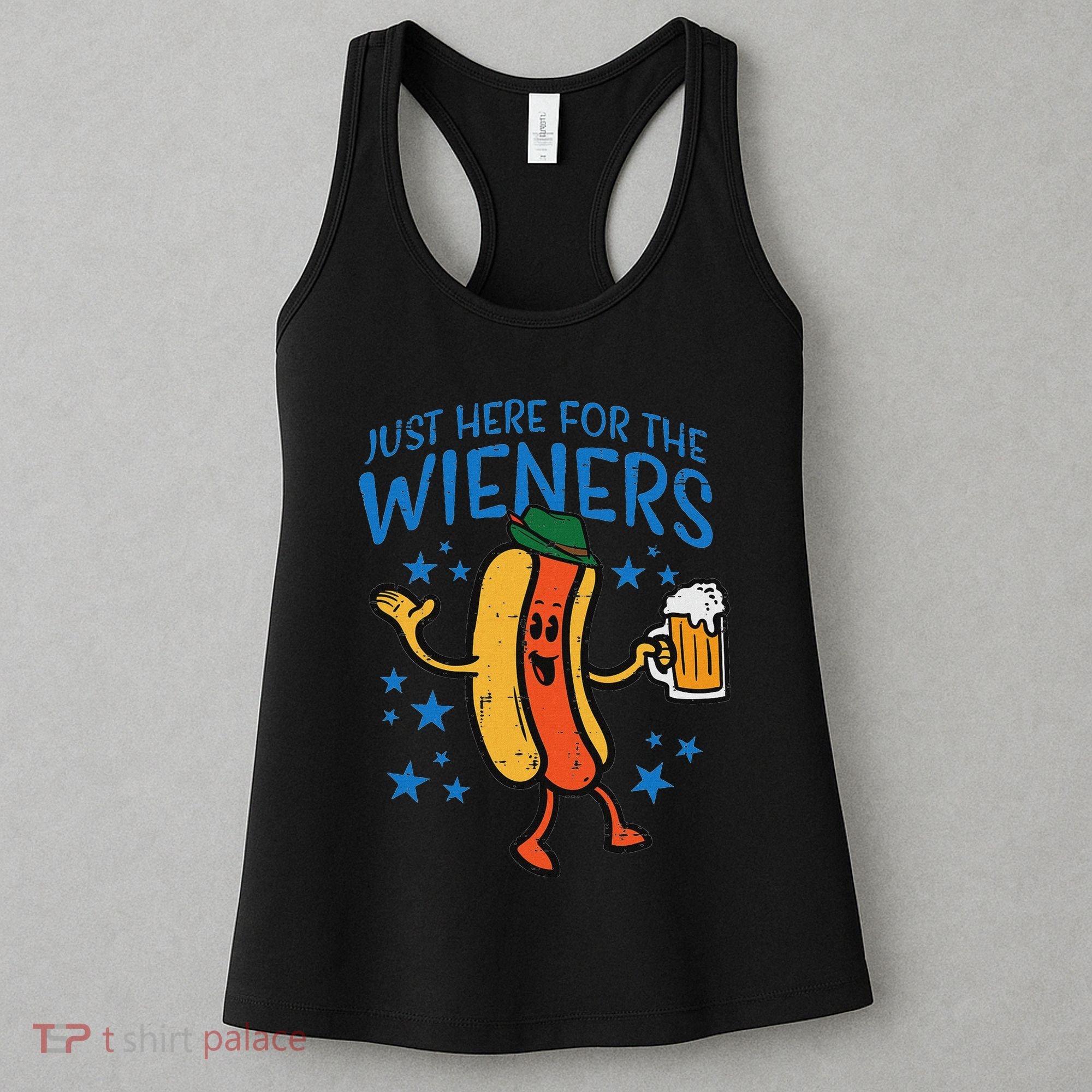 Just Here For The Wieners Hotdog Funny Oktoberfest Women's Tank Top