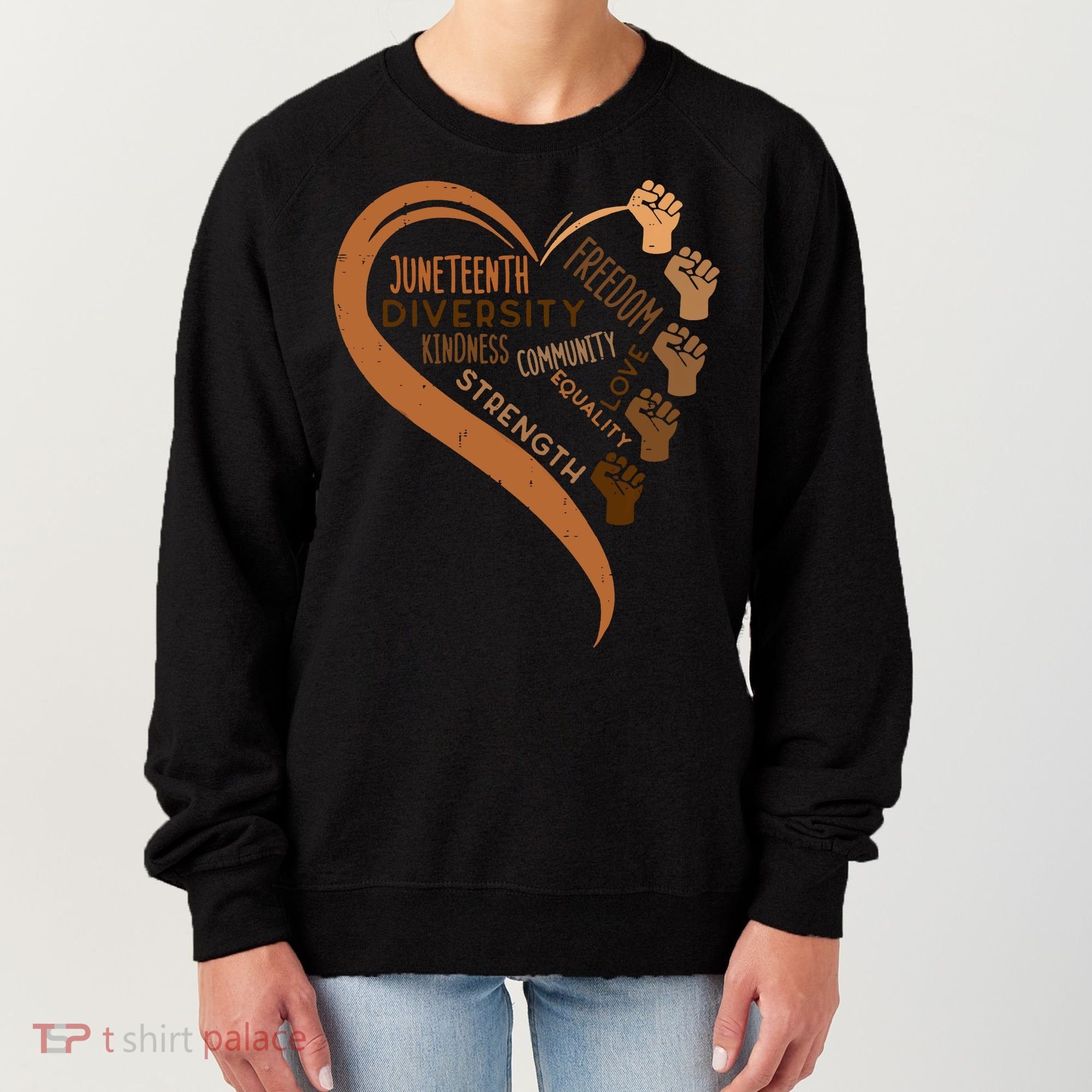 Juneteenth Heart Fists Black History Melanin Women's Sweatshirt
