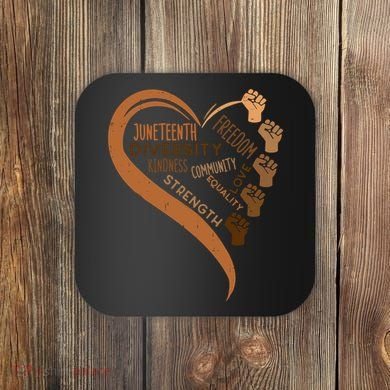Juneteenth Heart Fists Black History Melanin Coaster
