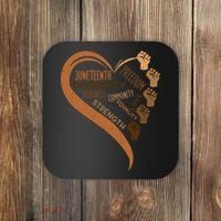 Juneteenth Heart Fists Black History Melanin Coaster thumb 0