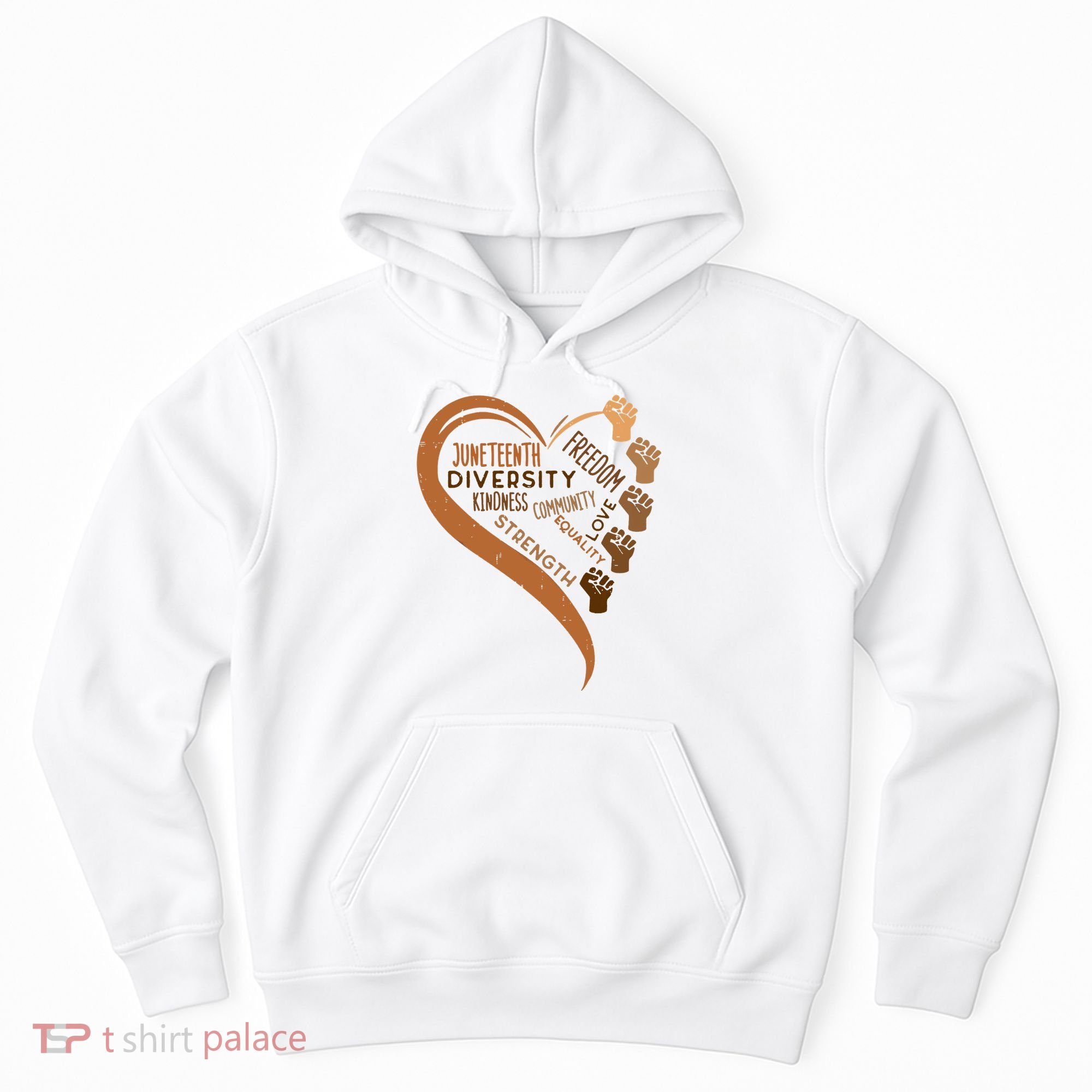 Juneteenth Heart Fists Black History Melanin Hoodie