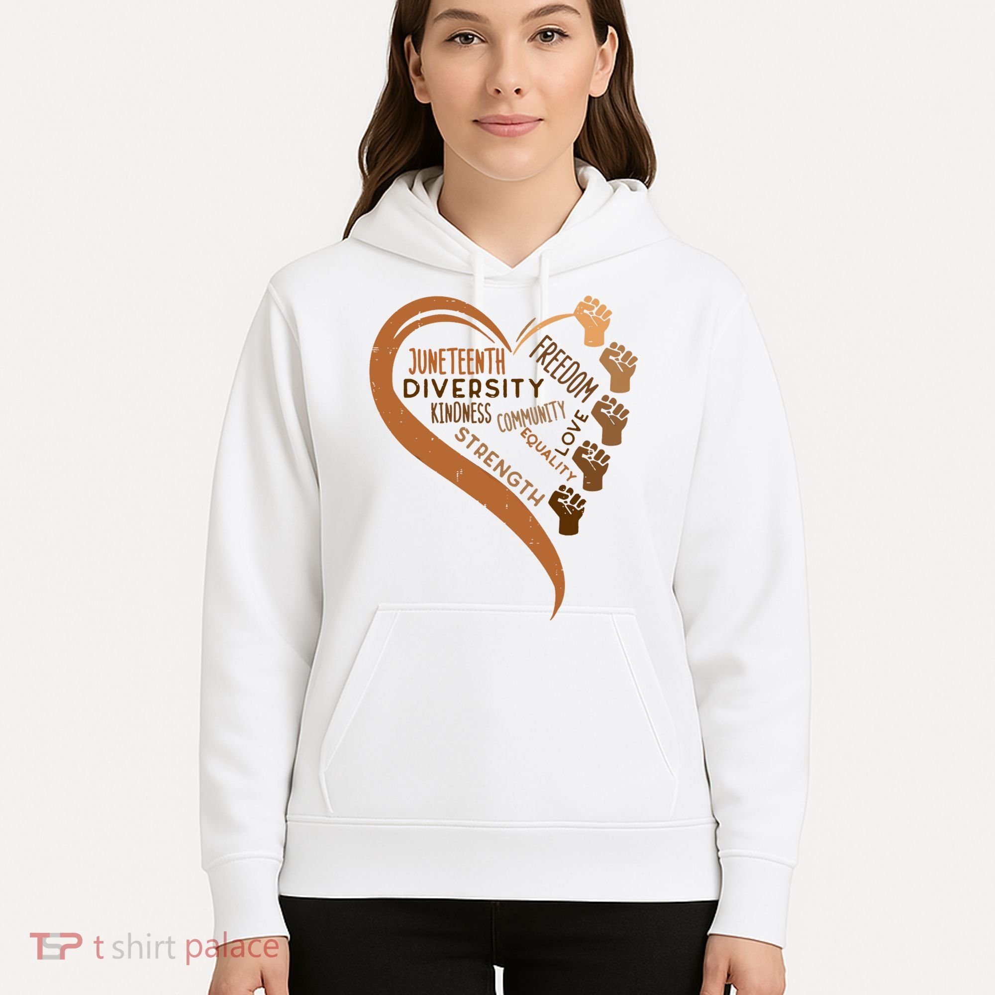 Juneteenth Heart Fists Black History Melanin Hoodie