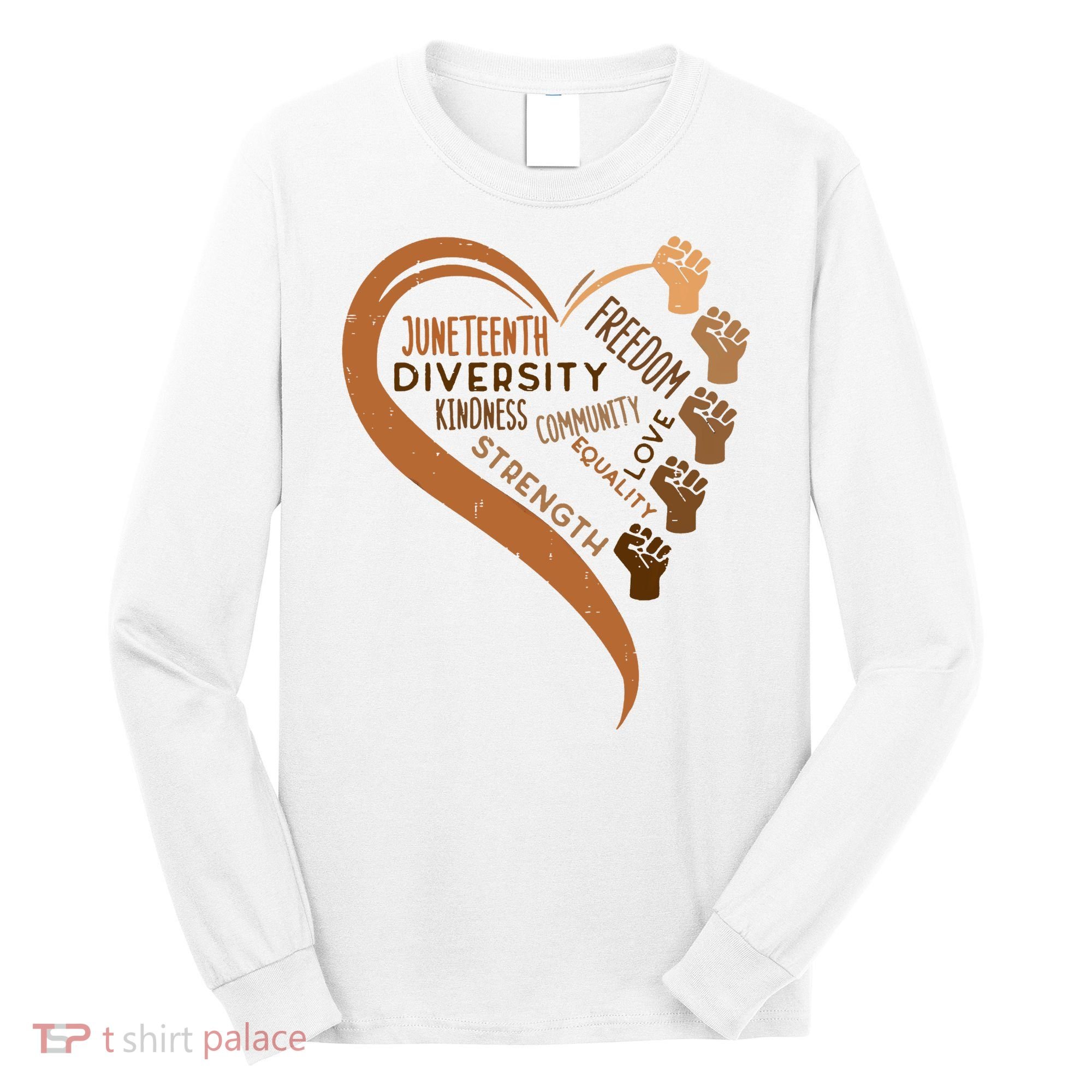 Juneteenth Heart Fists Black History Melanin Long Sleeve Shirt