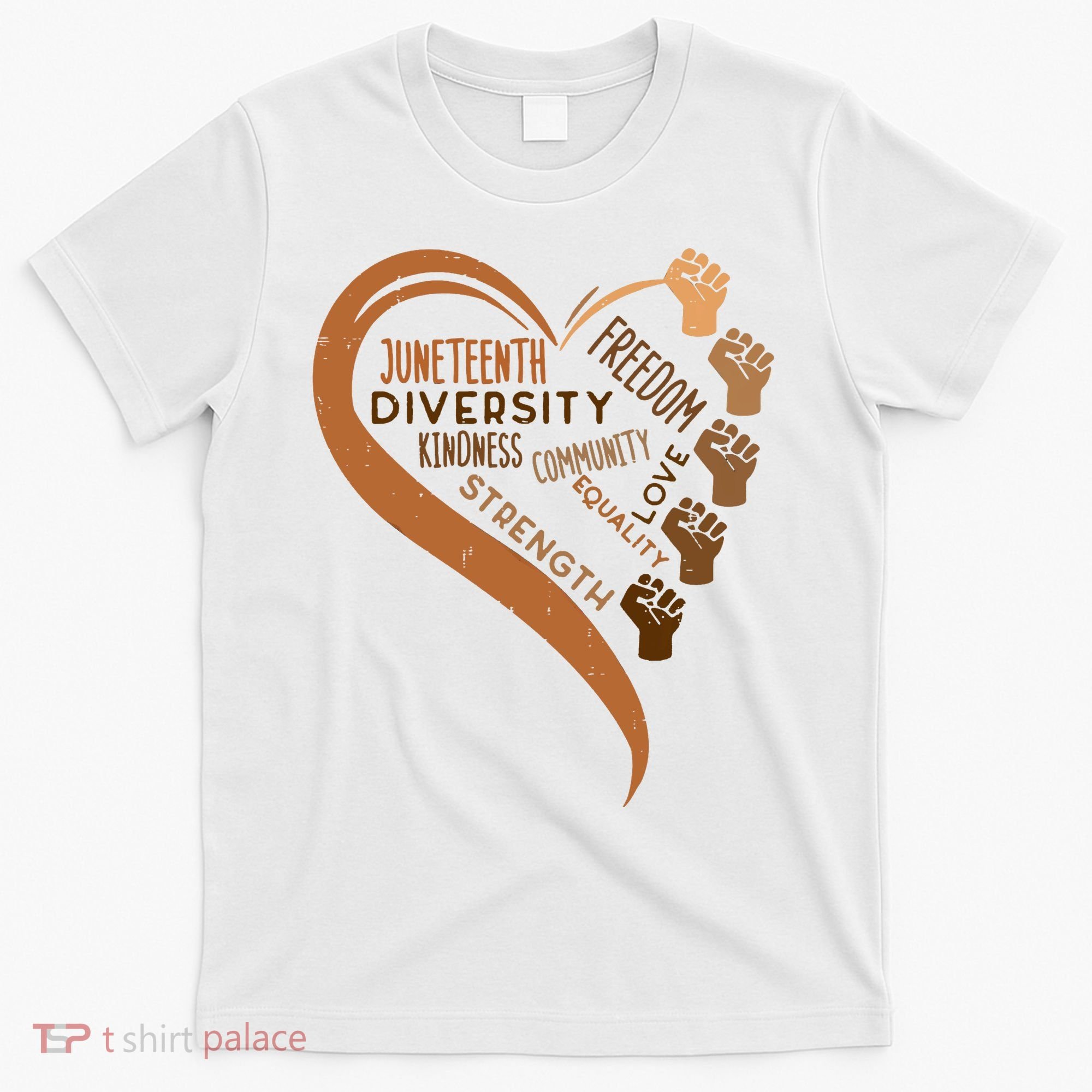 Juneteenth Heart Fists Black History Melanin T-Shirt