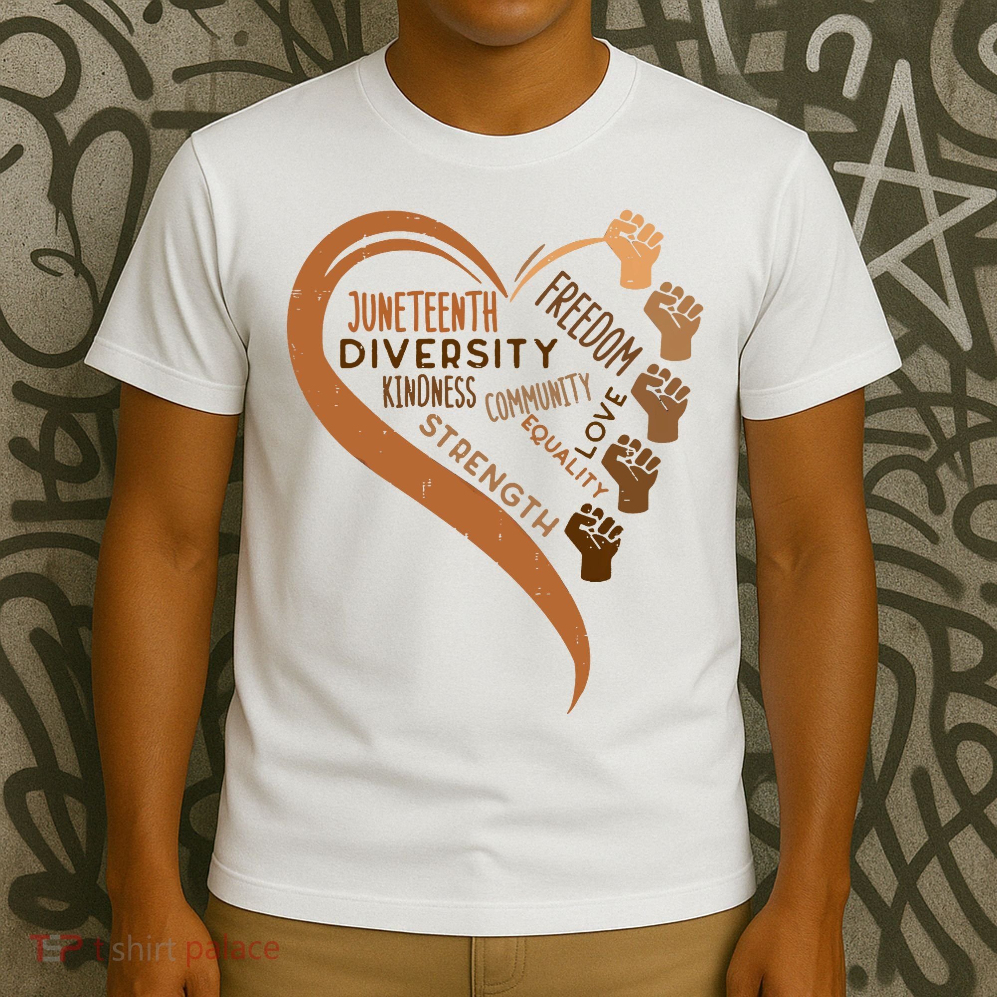 Juneteenth Heart Fists Black History Melanin T-Shirt