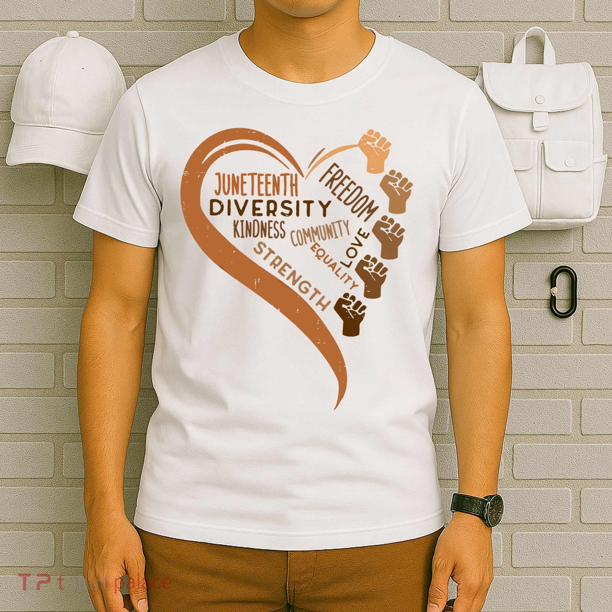 Juneteenth Heart Fists Black History Melanin T-Shirt