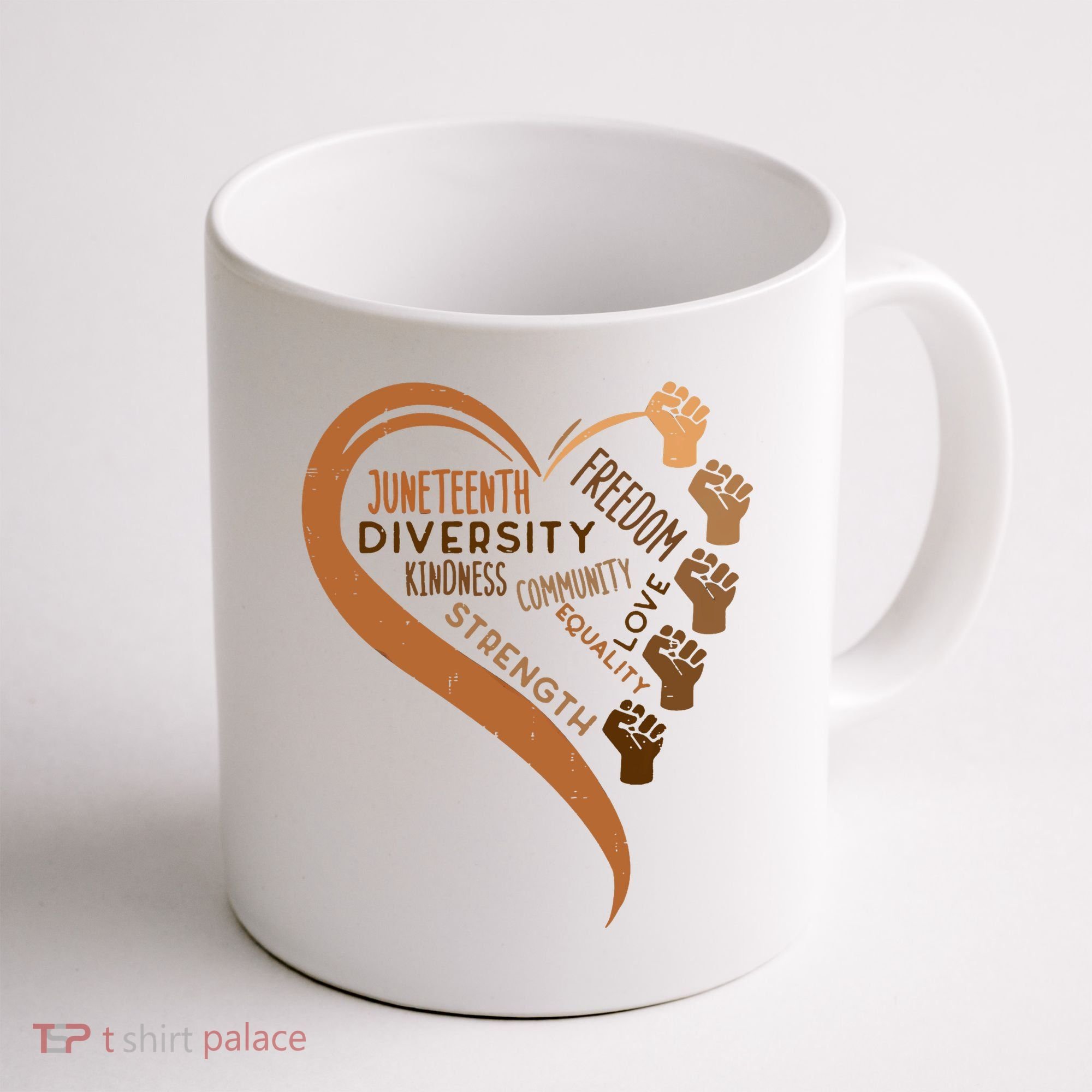 Juneteenth Heart Fists Black History Melanin Coffee Mug