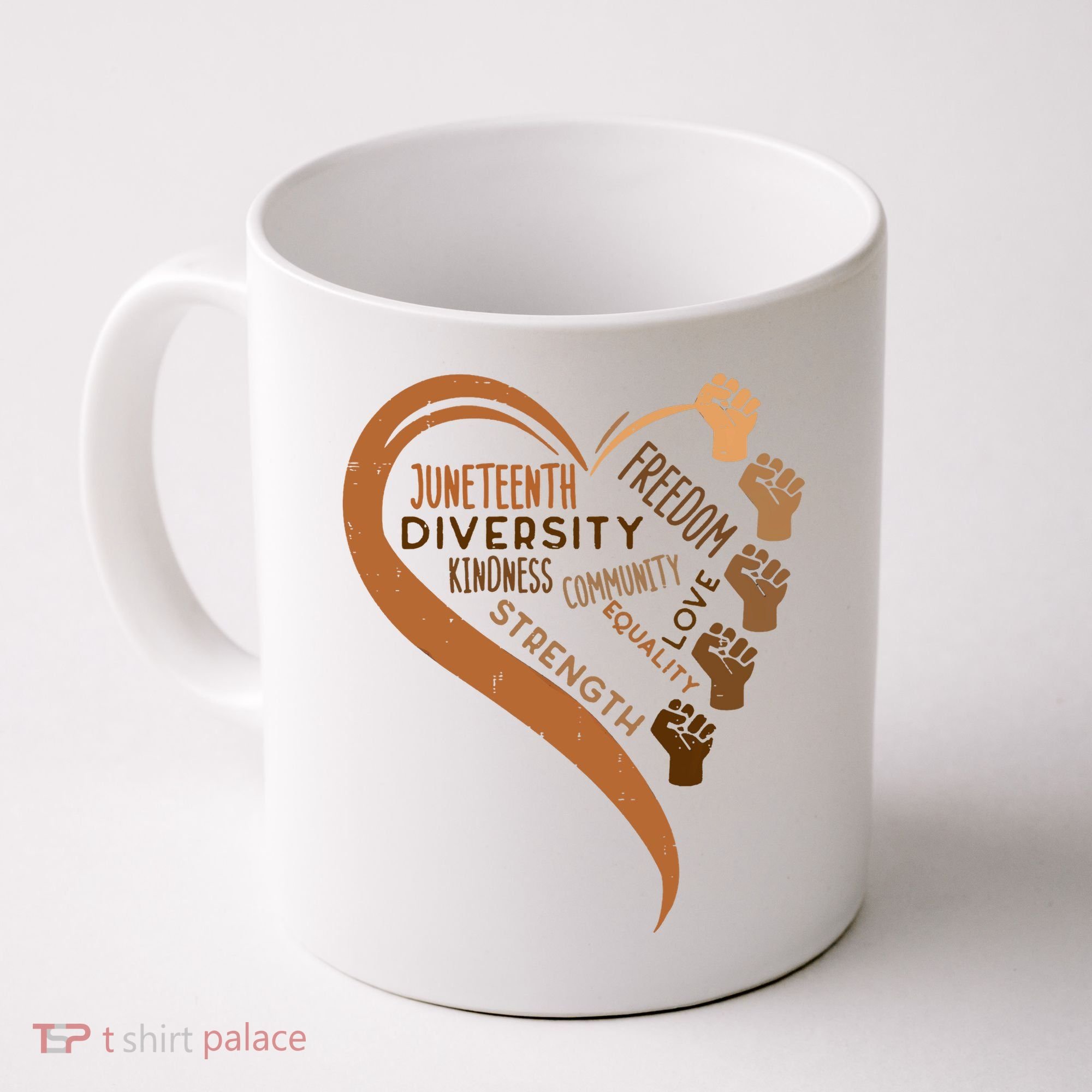 Juneteenth Heart Fists Black History Melanin Coffee Mug