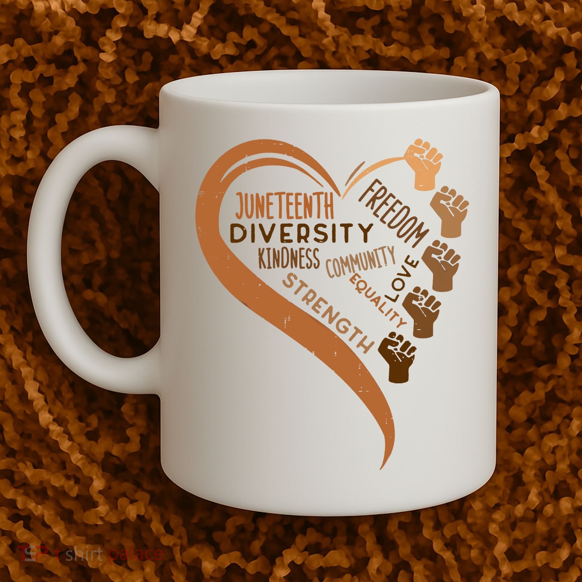 Juneteenth Heart Fists Black History Melanin Coffee Mug