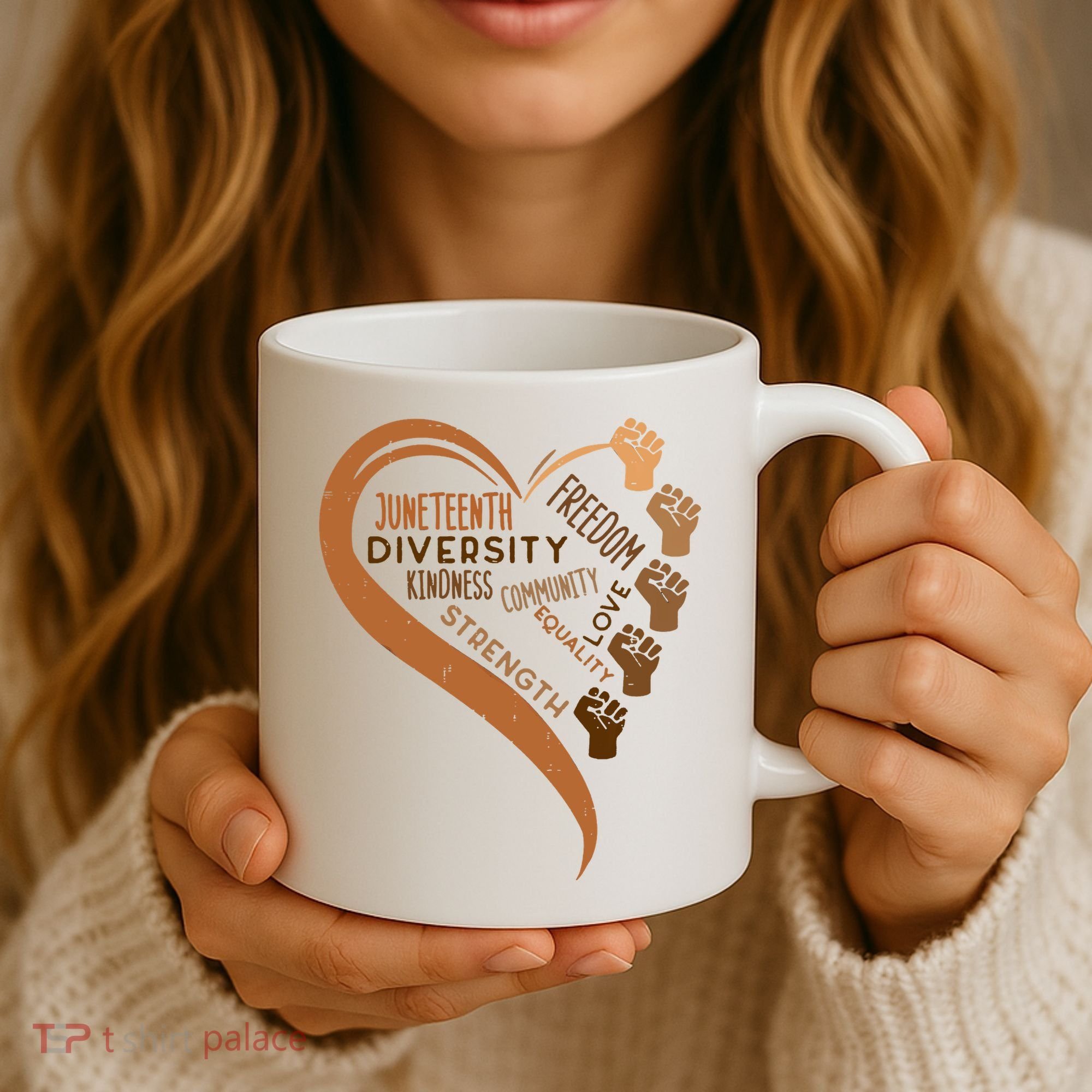Juneteenth Heart Fists Black History Melanin Coffee Mug