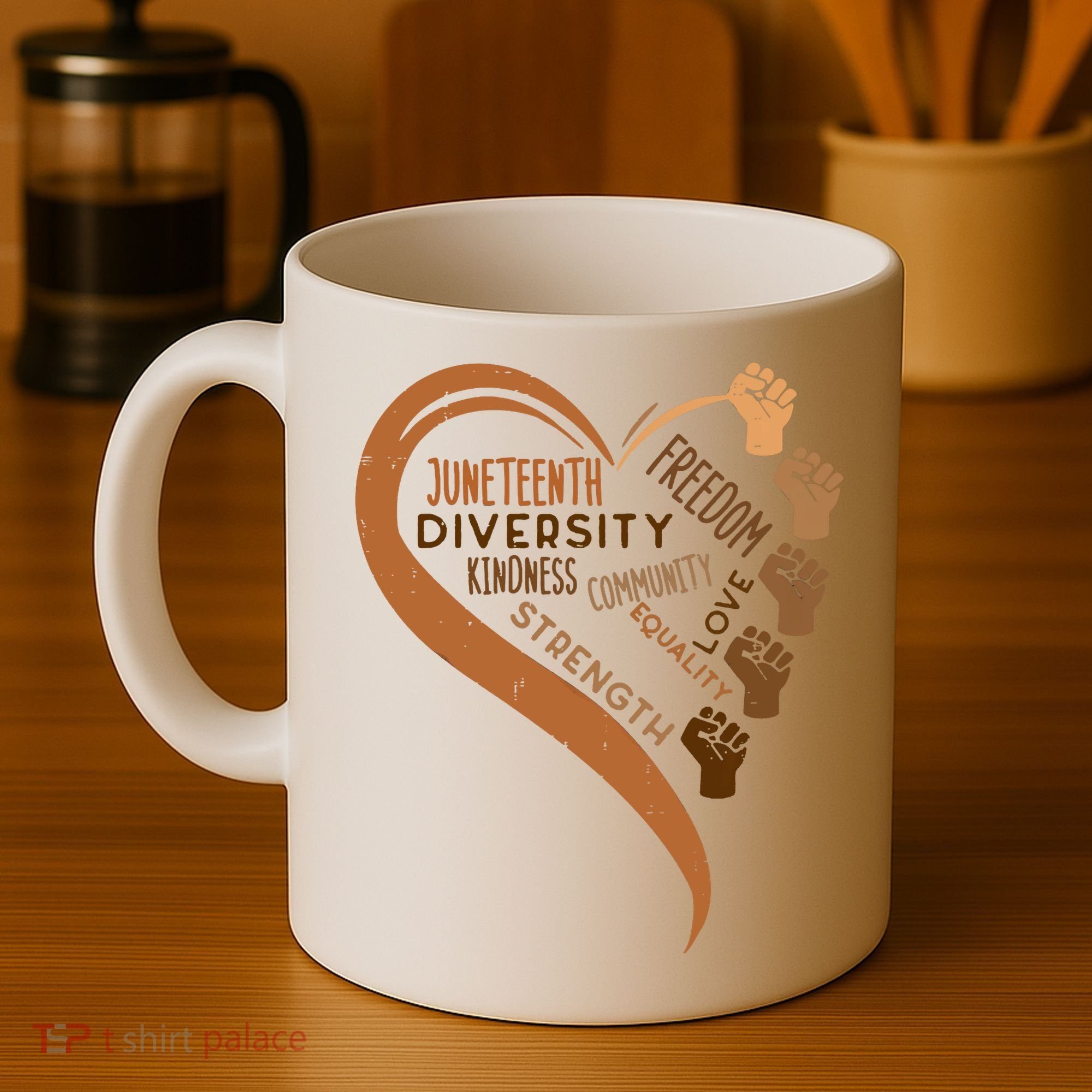 Juneteenth Heart Fists Black History Melanin Coffee Mug