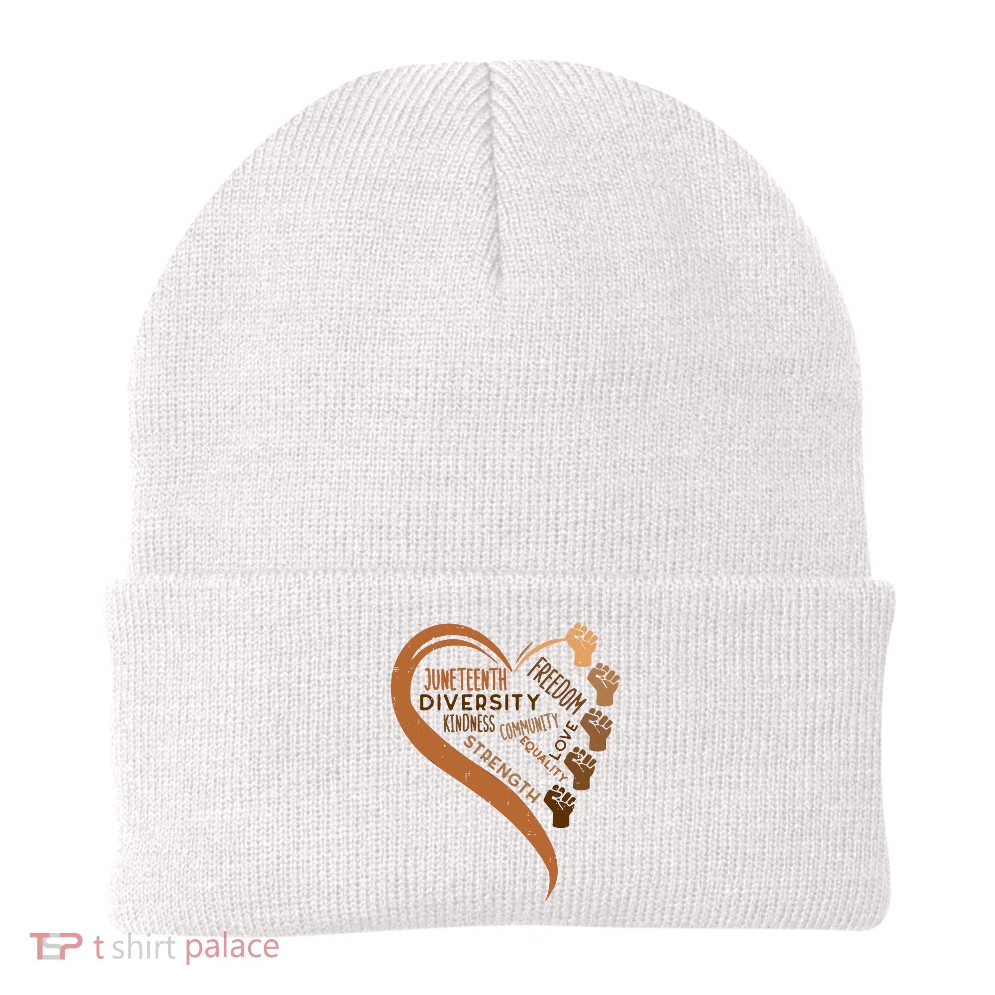 Juneteenth Heart Fists Black History Melanin Beanie