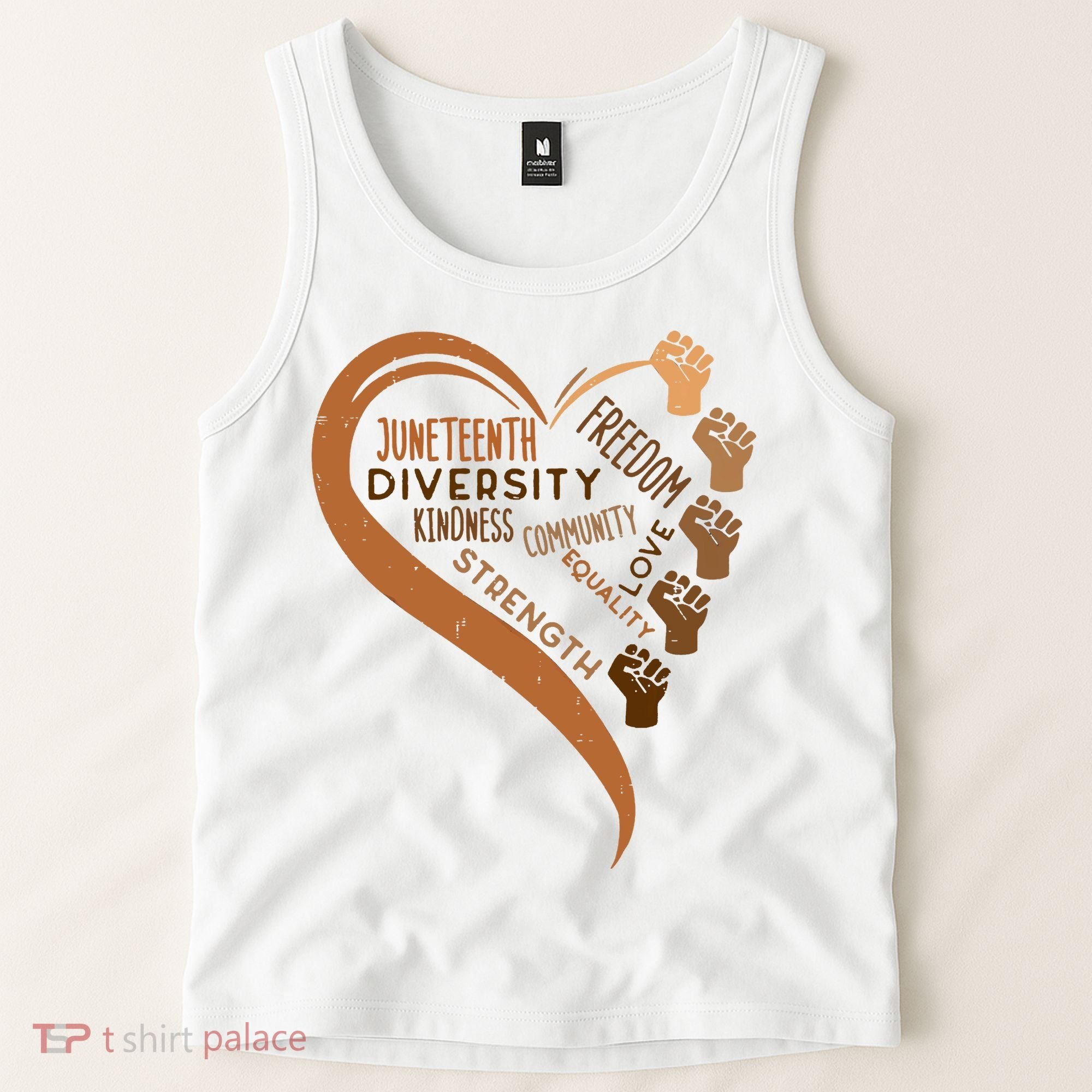 Juneteenth Heart Fists Black History Melanin Tank Top