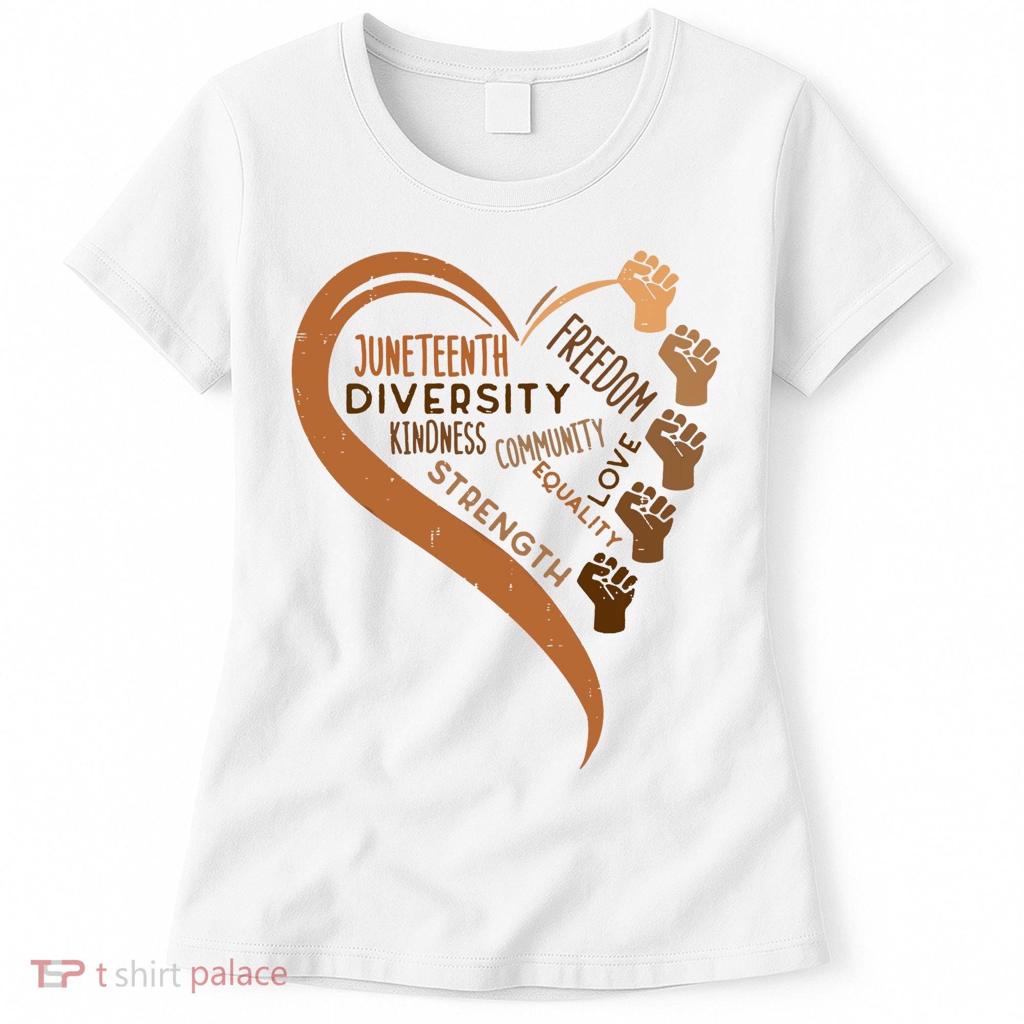 Juneteenth Heart Fists Black History Melanin Women's T-Shirt