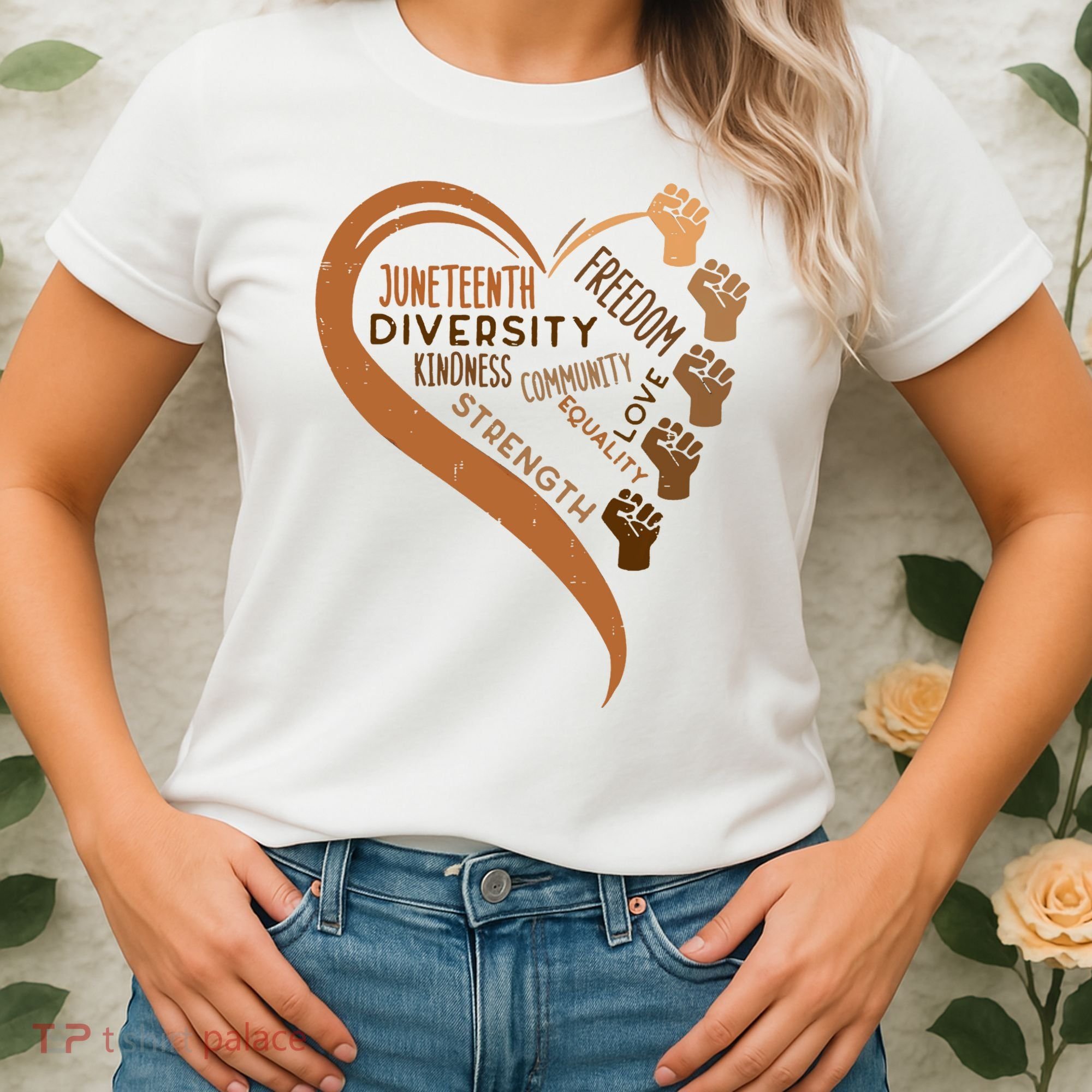 Juneteenth Heart Fists Black History Melanin Women's T-Shirt