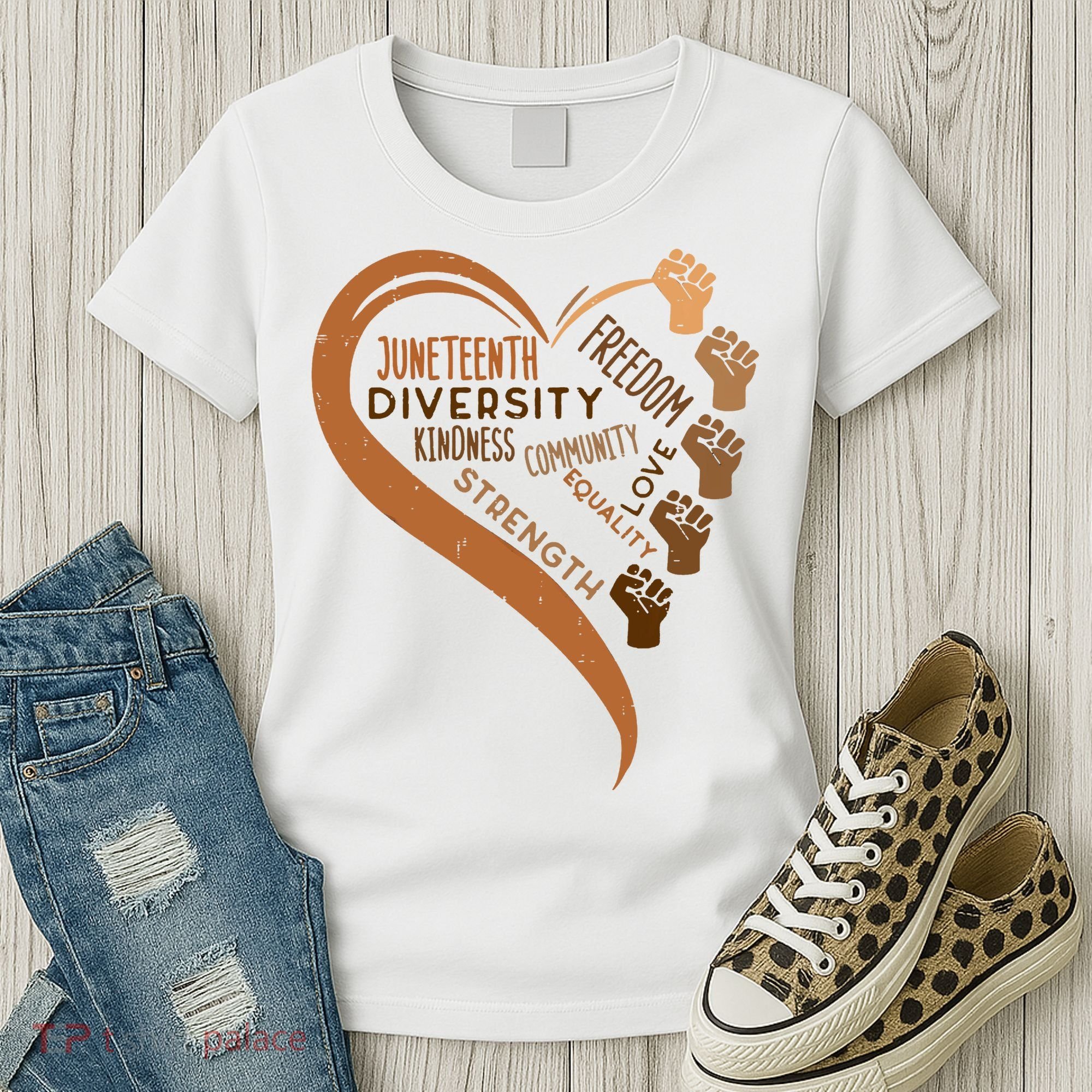 Juneteenth Heart Fists Black History Melanin Women's T-Shirt
