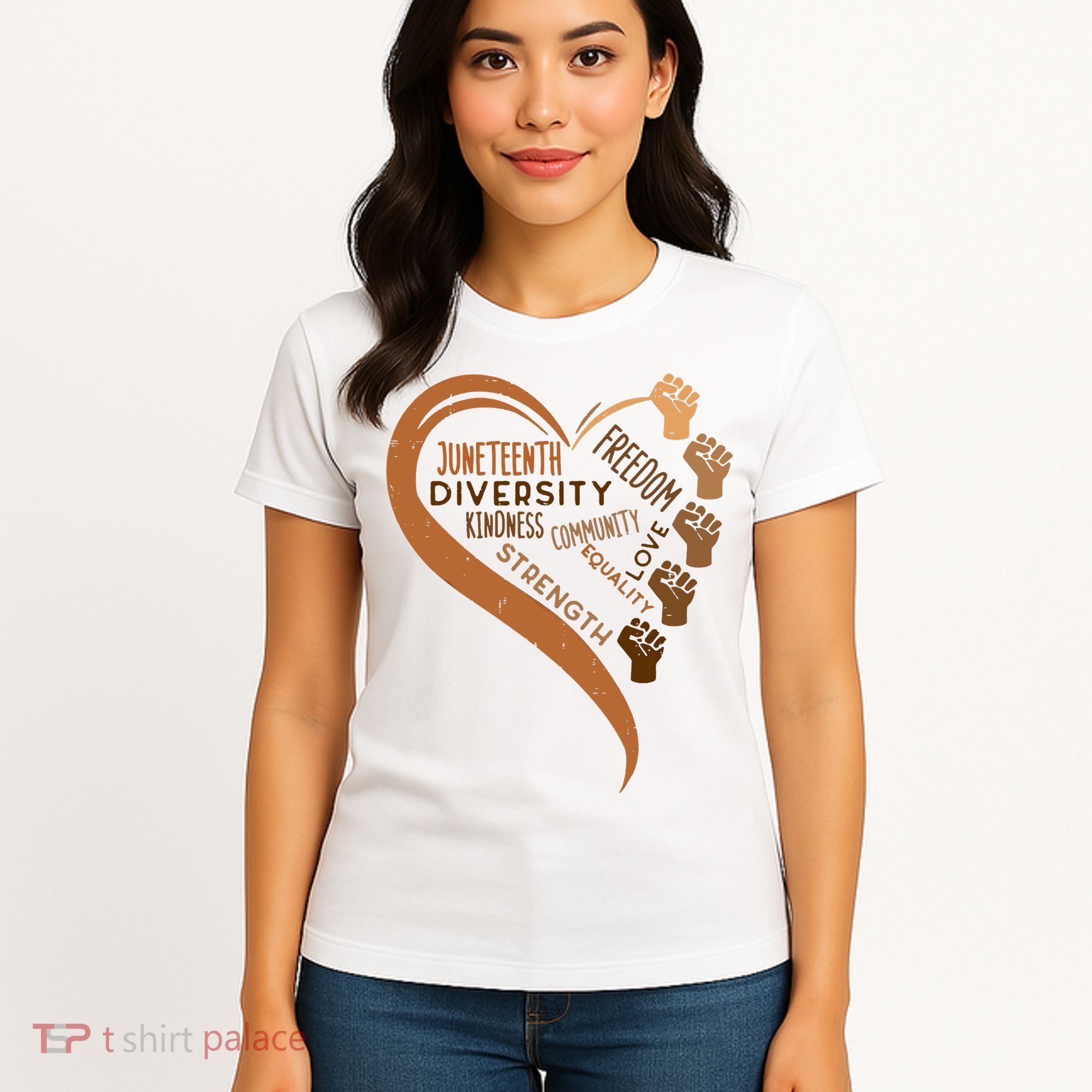 Juneteenth Heart Fists Black History Melanin Women's T-Shirt