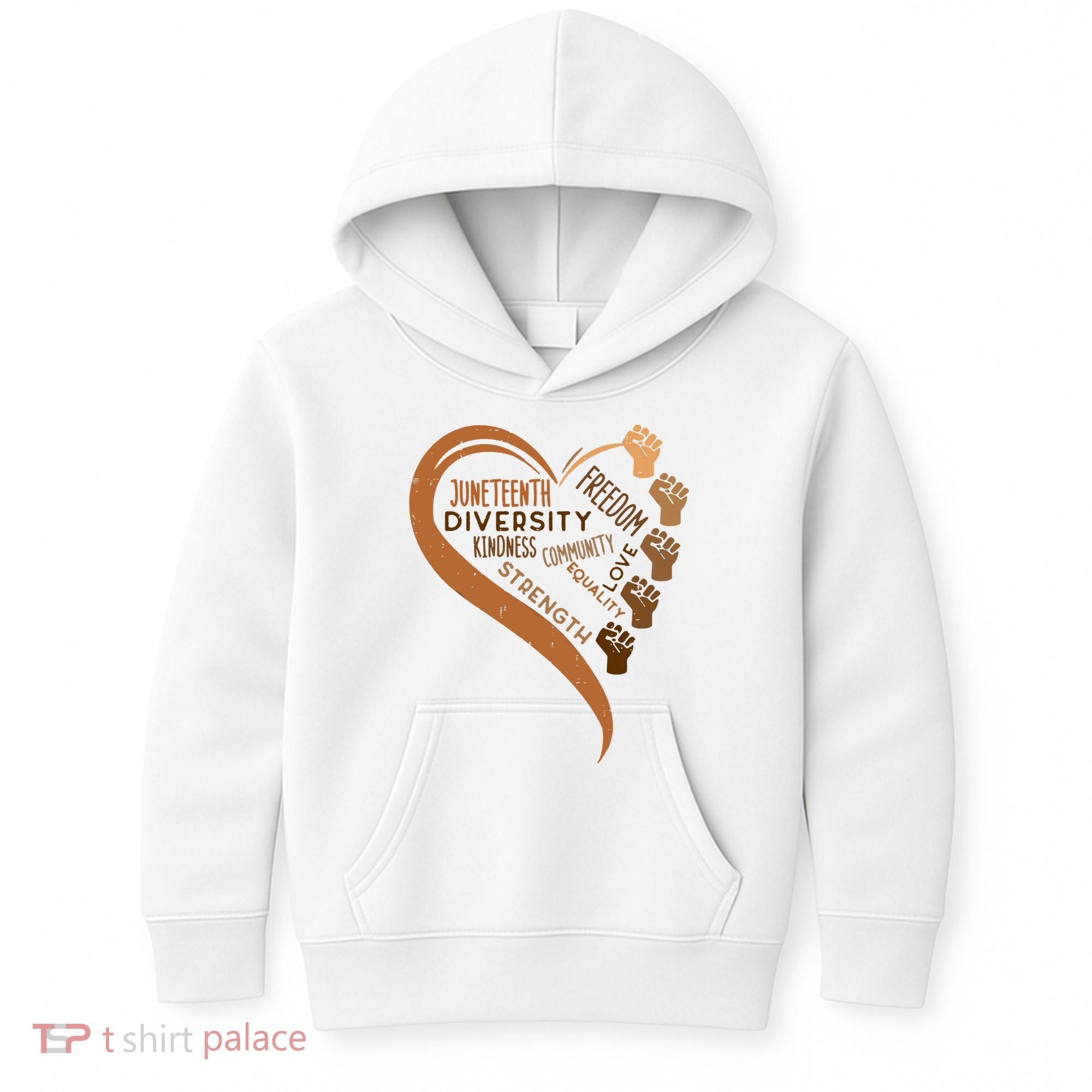 Juneteenth Heart Fists Black History Melanin Kids Hoodie
