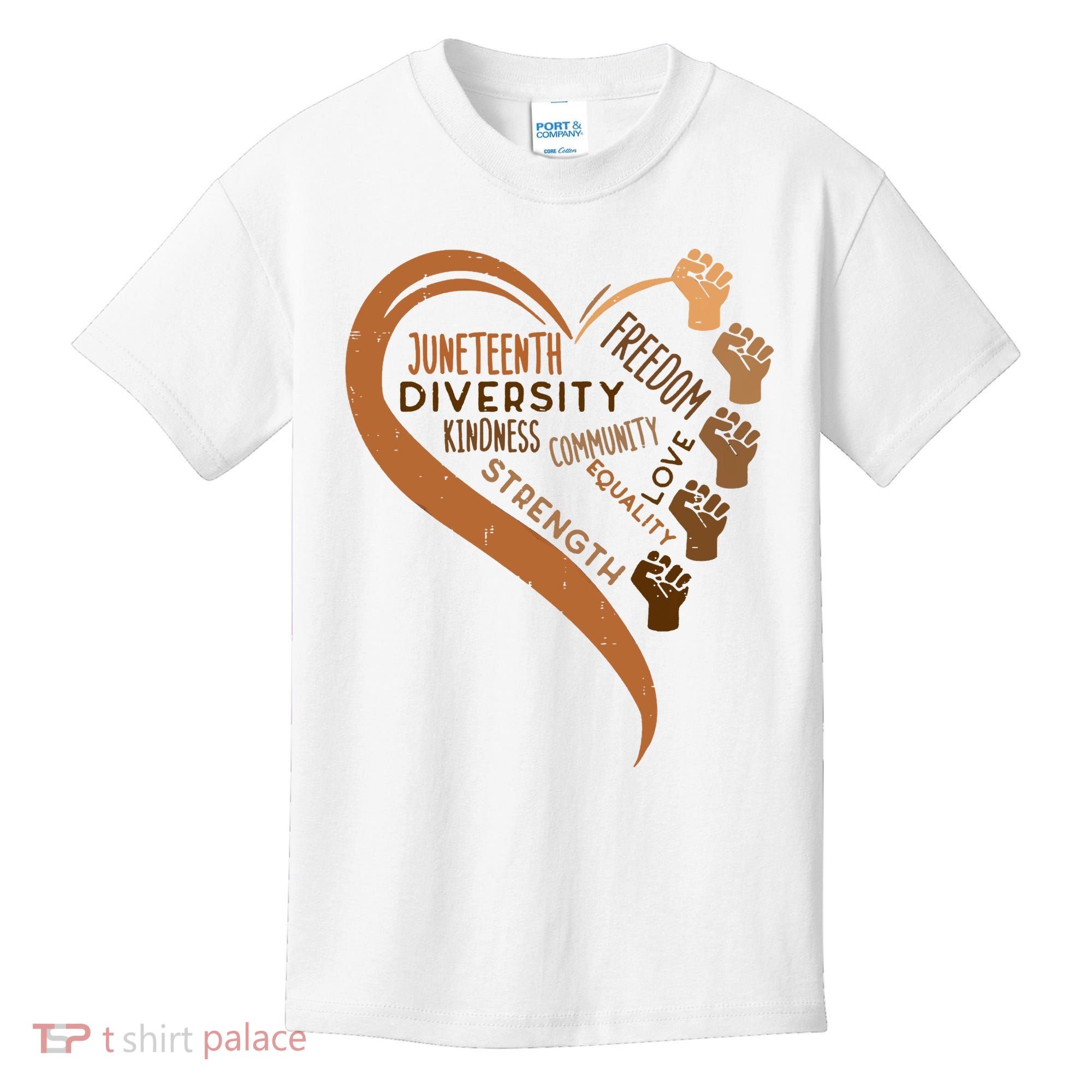 Juneteenth Heart Fists Black History Melanin Kids T-Shirt