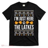  Just Here for Latkes Hebrew Jewish Happy Hanukkah T-Shirt thumb 0