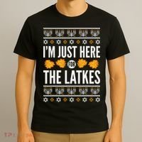  Just Here for Latkes Hebrew Jewish Happy Hanukkah T-Shirt thumb 3