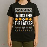  Just Here for Latkes Hebrew Jewish Happy Hanukkah T-Shirt thumb 4