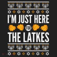  Just Here for Latkes Hebrew Jewish Happy Hanukkah Beanie thumb 2