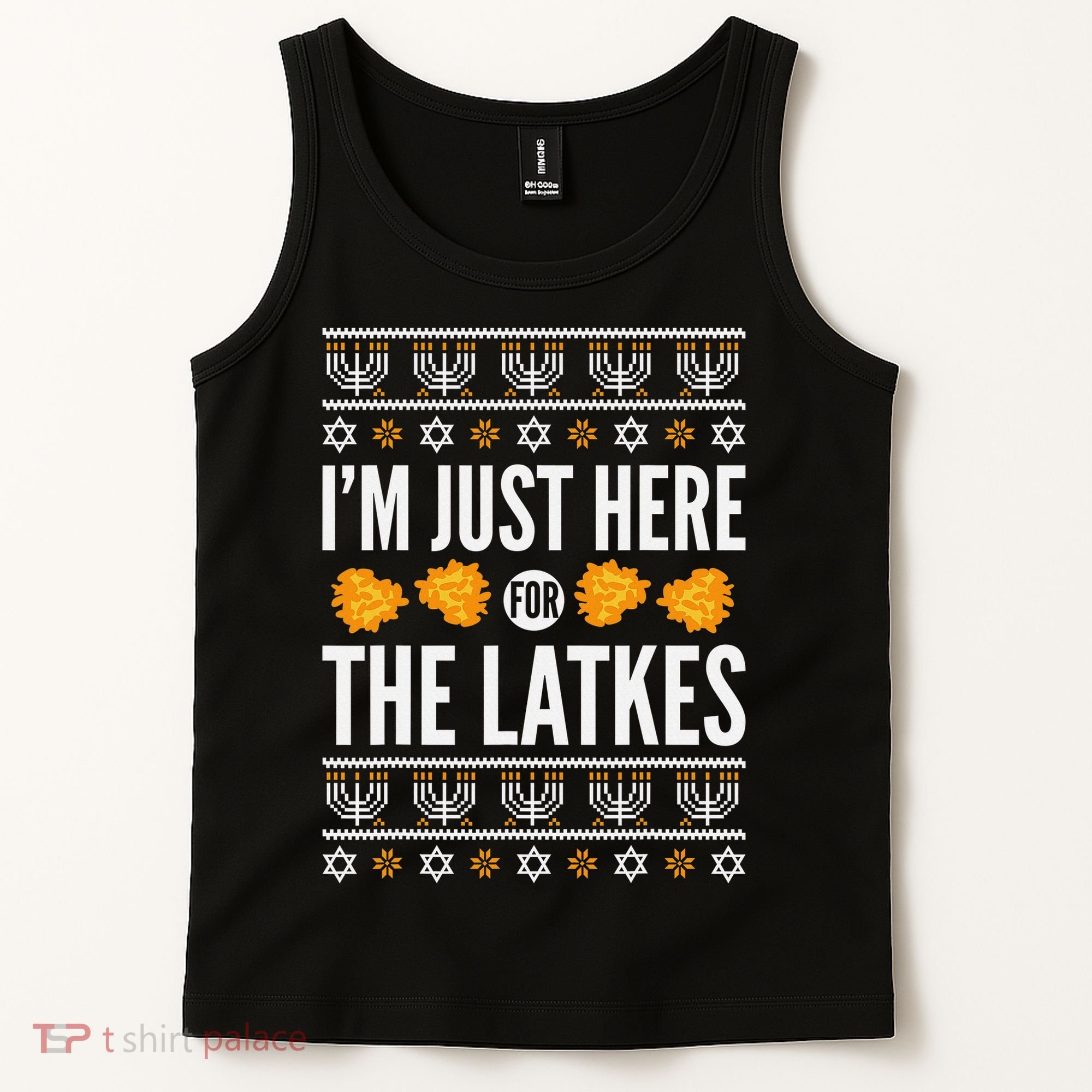 Just Here for Latkes Hebrew Jewish Happy Hanukkah Tank Top