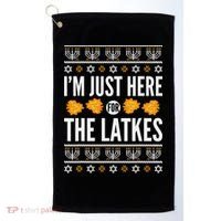  Just Here for Latkes Hebrew Jewish Happy Hanukkah Golf Towel thumb 0