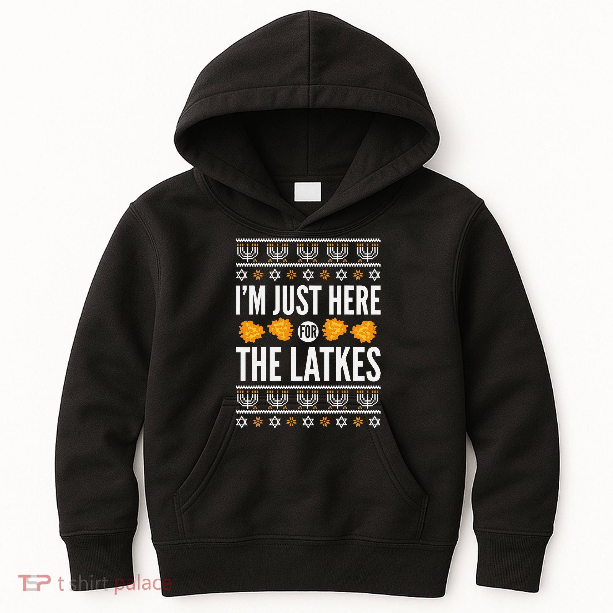  Just Here for Latkes Hebrew Jewish Happy Hanukkah Kids Hoodie