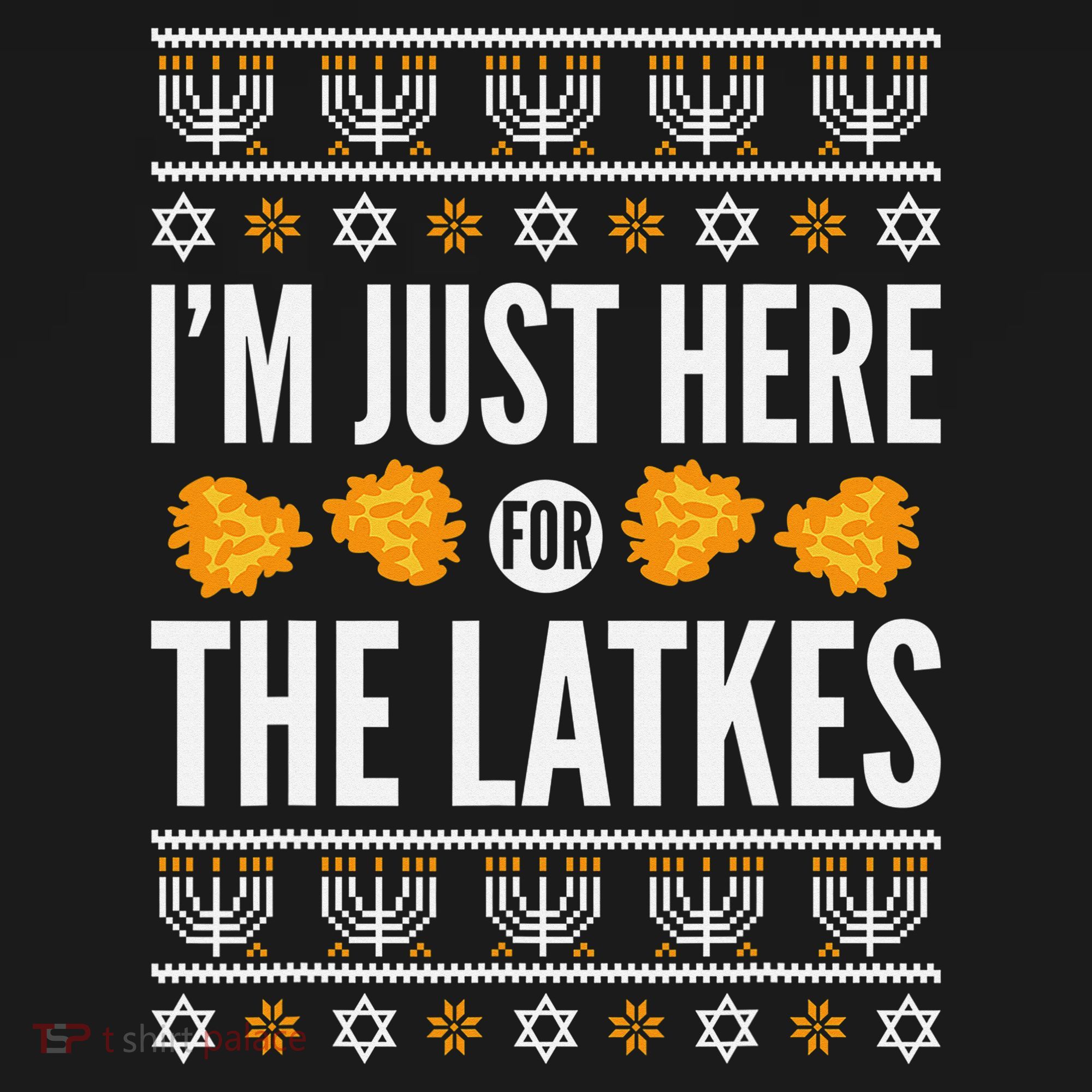  Just Here for Latkes Hebrew Jewish Happy Hanukkah Kids Long Sleeve Shirt