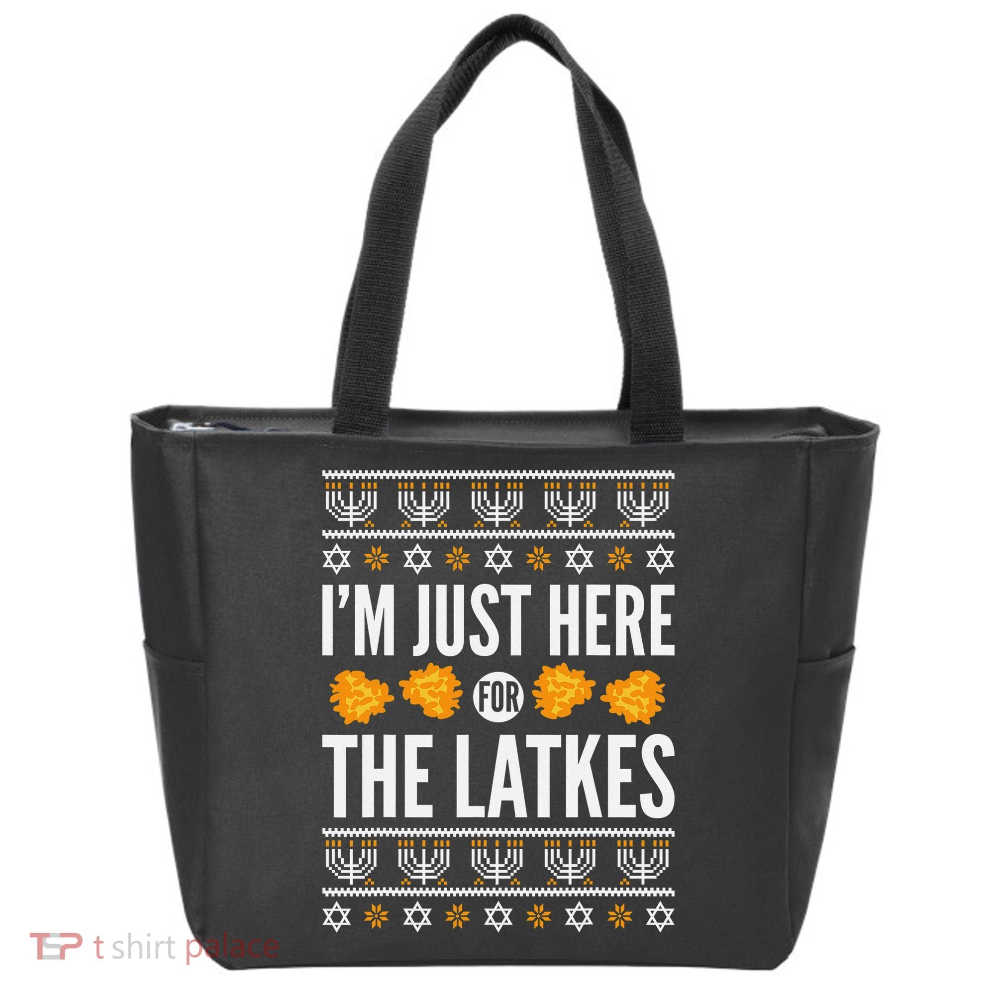  Just Here for Latkes Hebrew Jewish Happy Hanukkah Tote Bag
