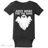 Just Here For The Boos Funny Ghost Baby Bodysuit thumb 0