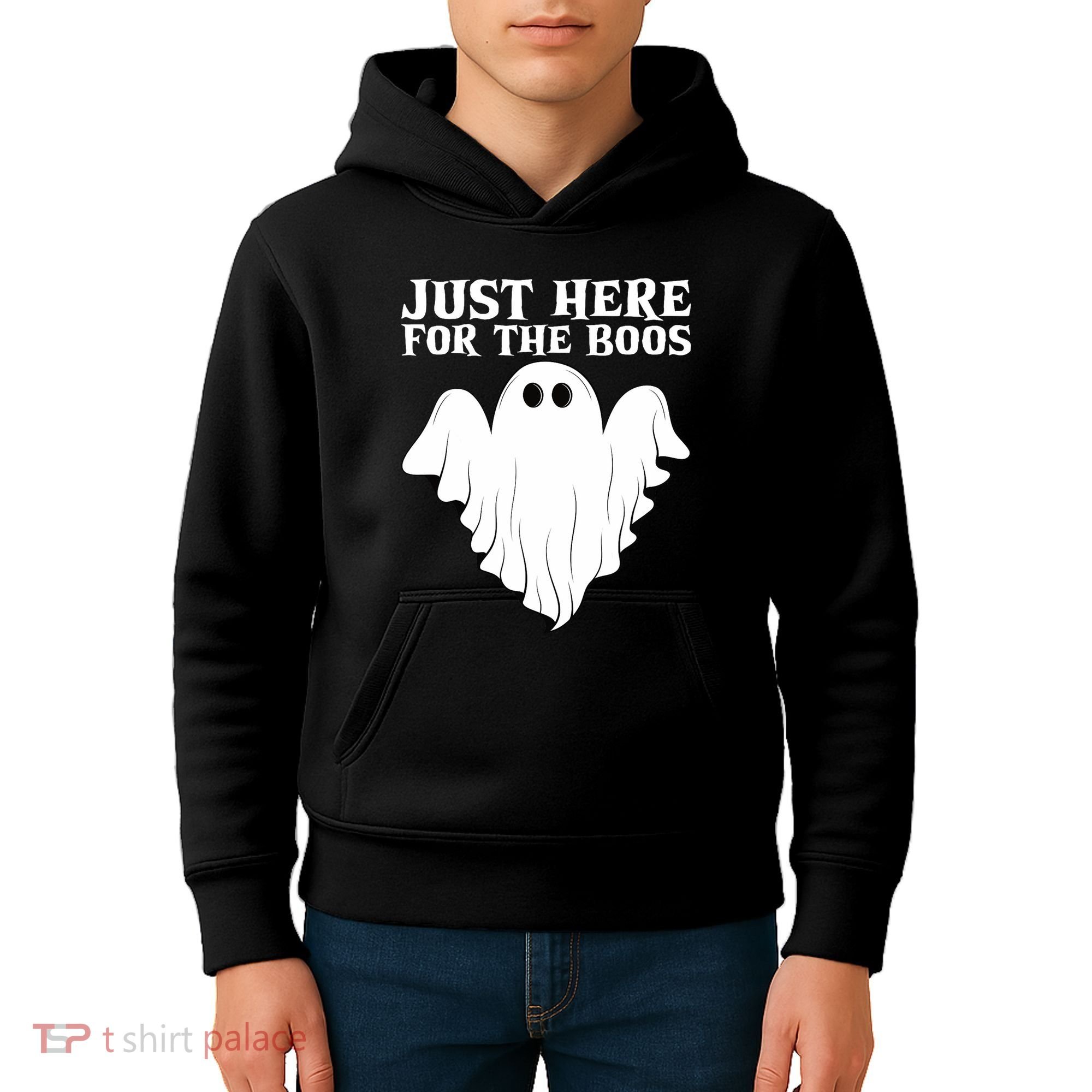 Just Here For The Boos Funny Ghost Kids Hoodie