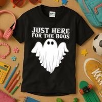 Just Here For The Boos Funny Ghost Kids T-Shirt thumb 3