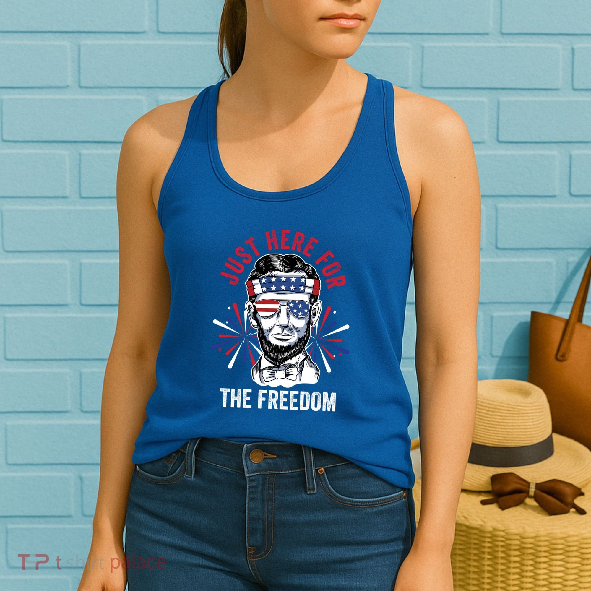 Just Here For The Freedom Fireworks Director Lincoln Gift Women's Tank Top