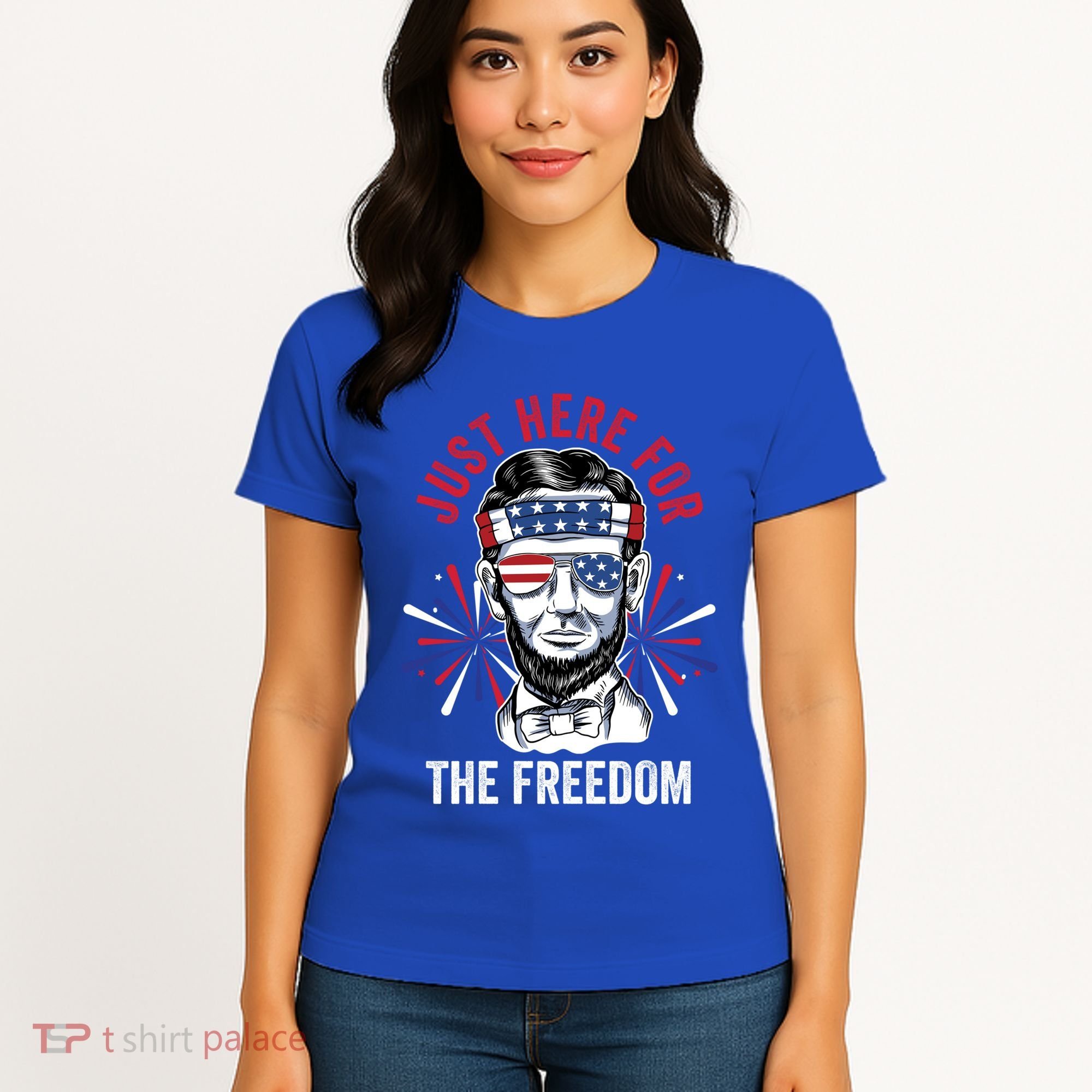 Just Here For The Freedom Fireworks Director Lincoln Gift Women's T-Shirt